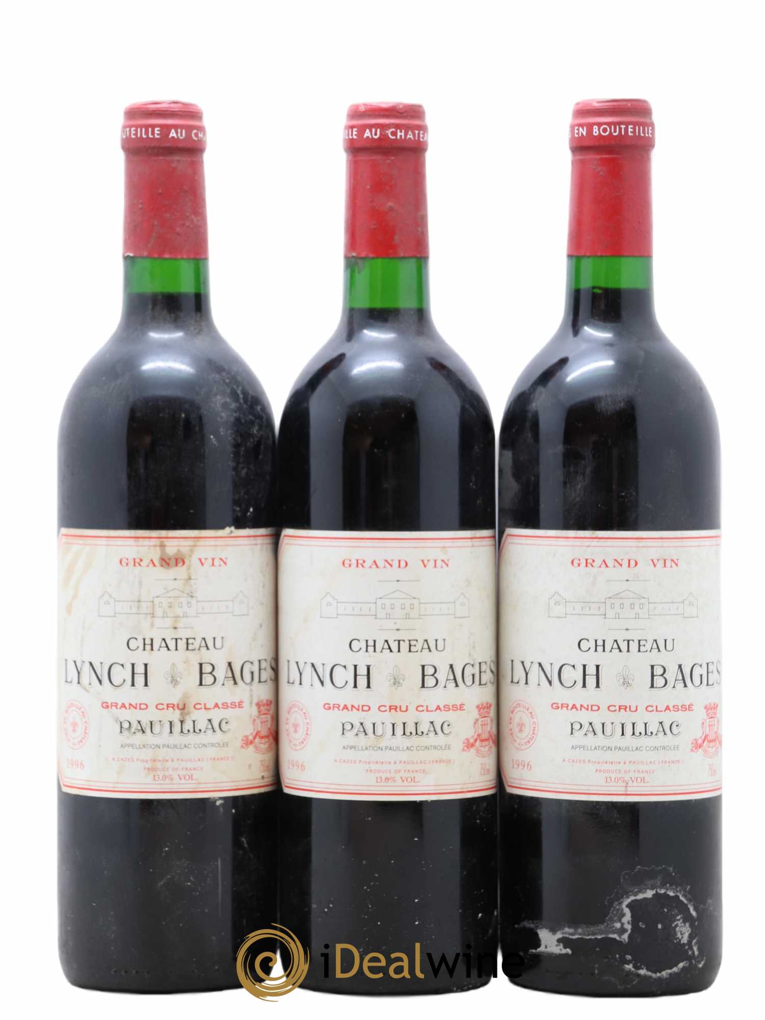 Château Lynch Bages 5ème Grand Cru Classé 1996 - Lot de 3 bouteilles - 0