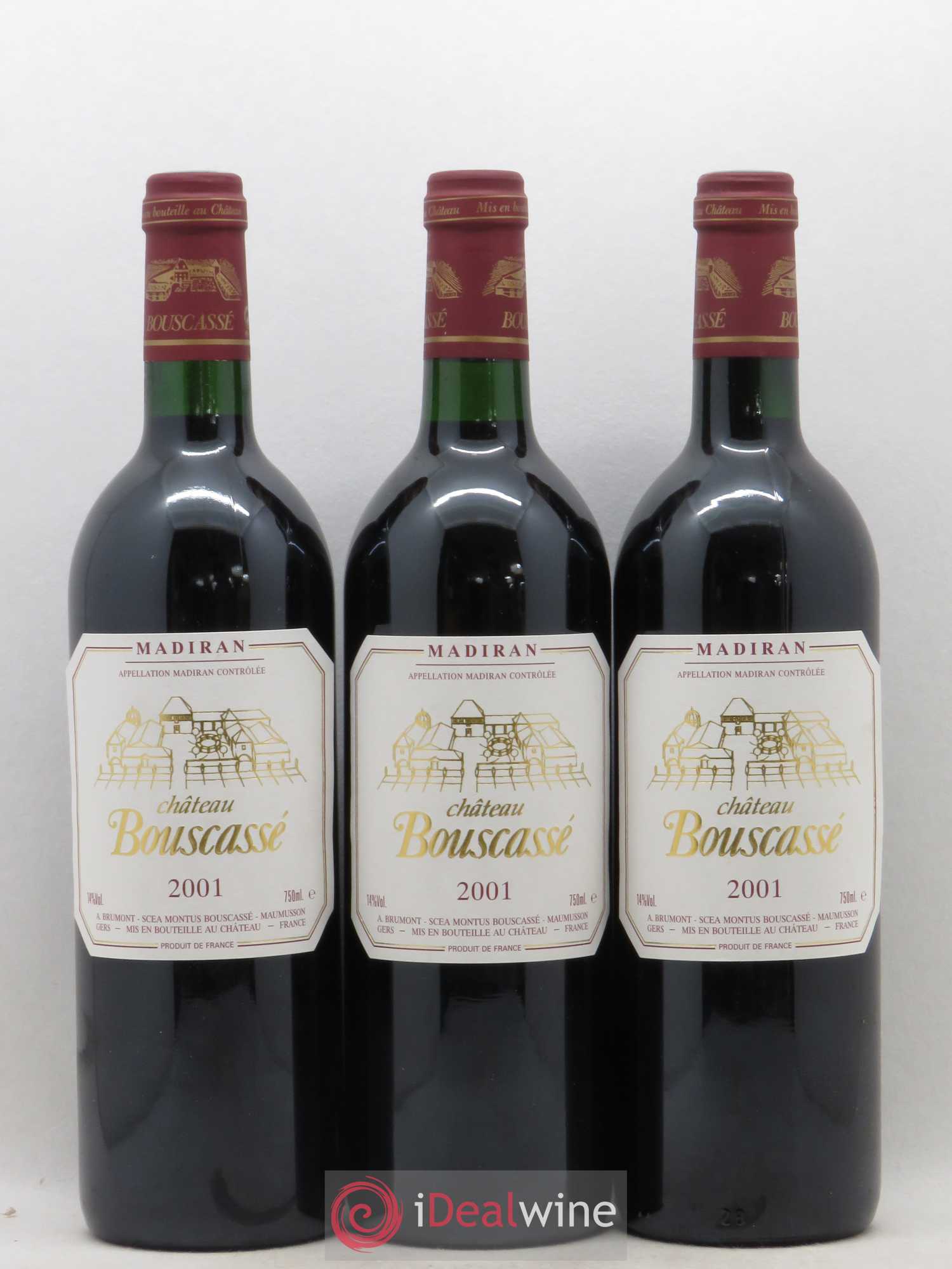 Madiran Château Bouscassé Alain Brumont 2001 - Lot de 3 bouteilles - 0