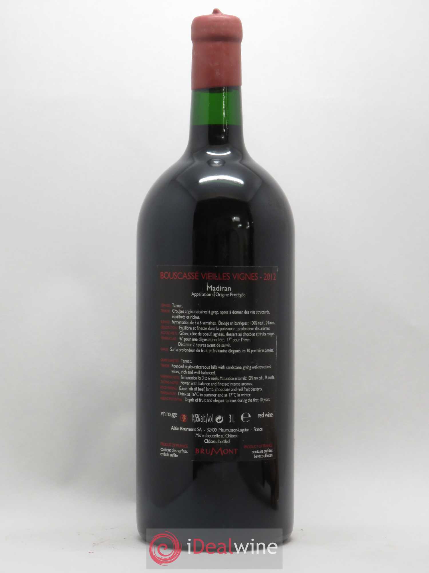 Madiran Vieilles Vignes Château Bouscassé - Alain Brumont 2012 - Lot de 1 double magnum - 1