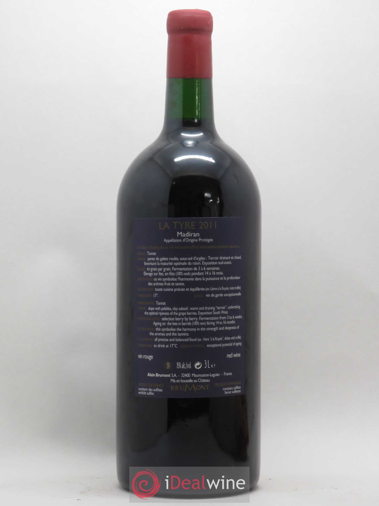 Madiran Château Montus-La Tyre Alain Brumont 2011 - Lot de 1 double magnum - 1