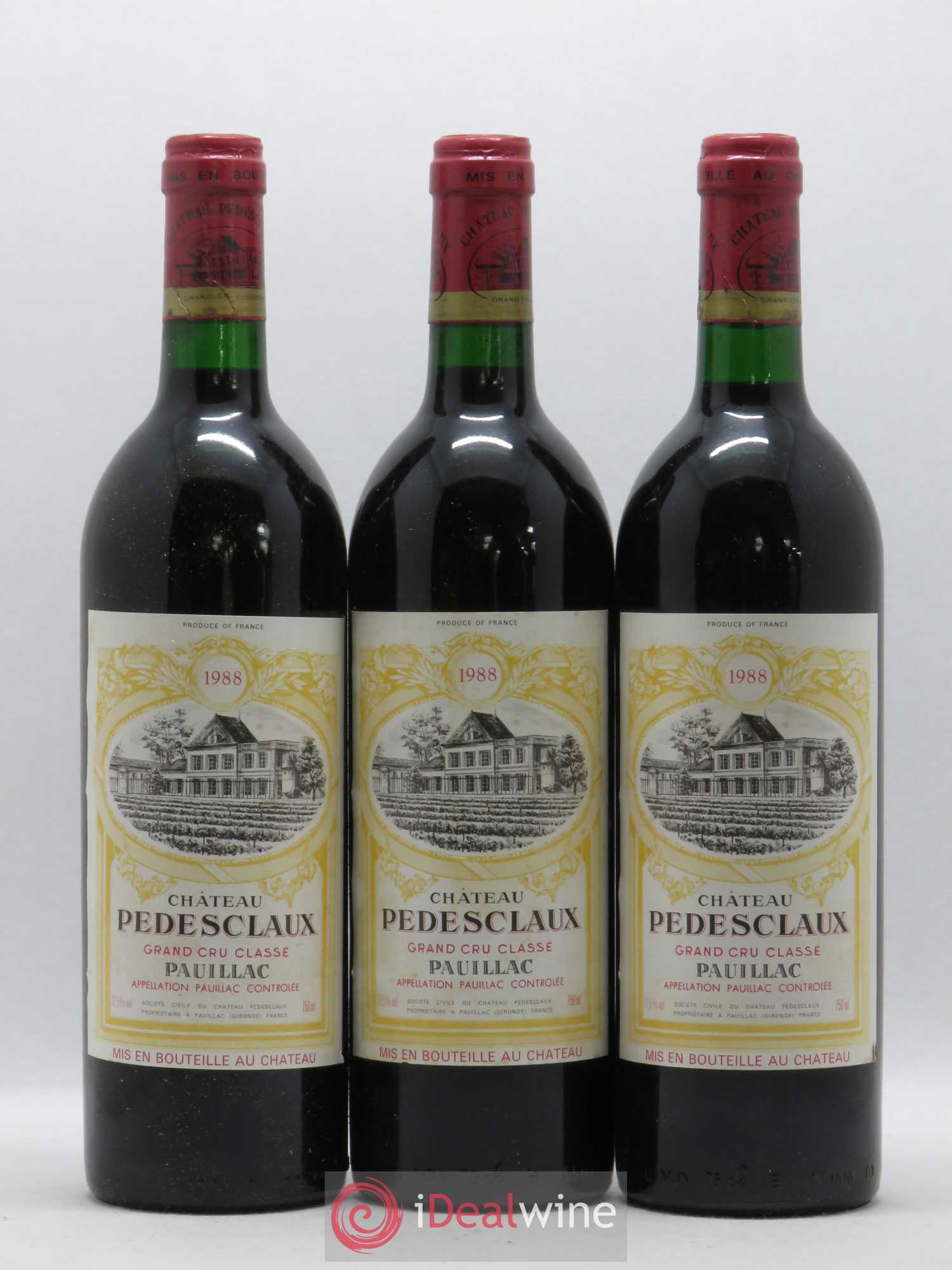 Château Pedesclaux 5ème Grand Cru Classé 1988 - Lot de 3 bouteilles - 0