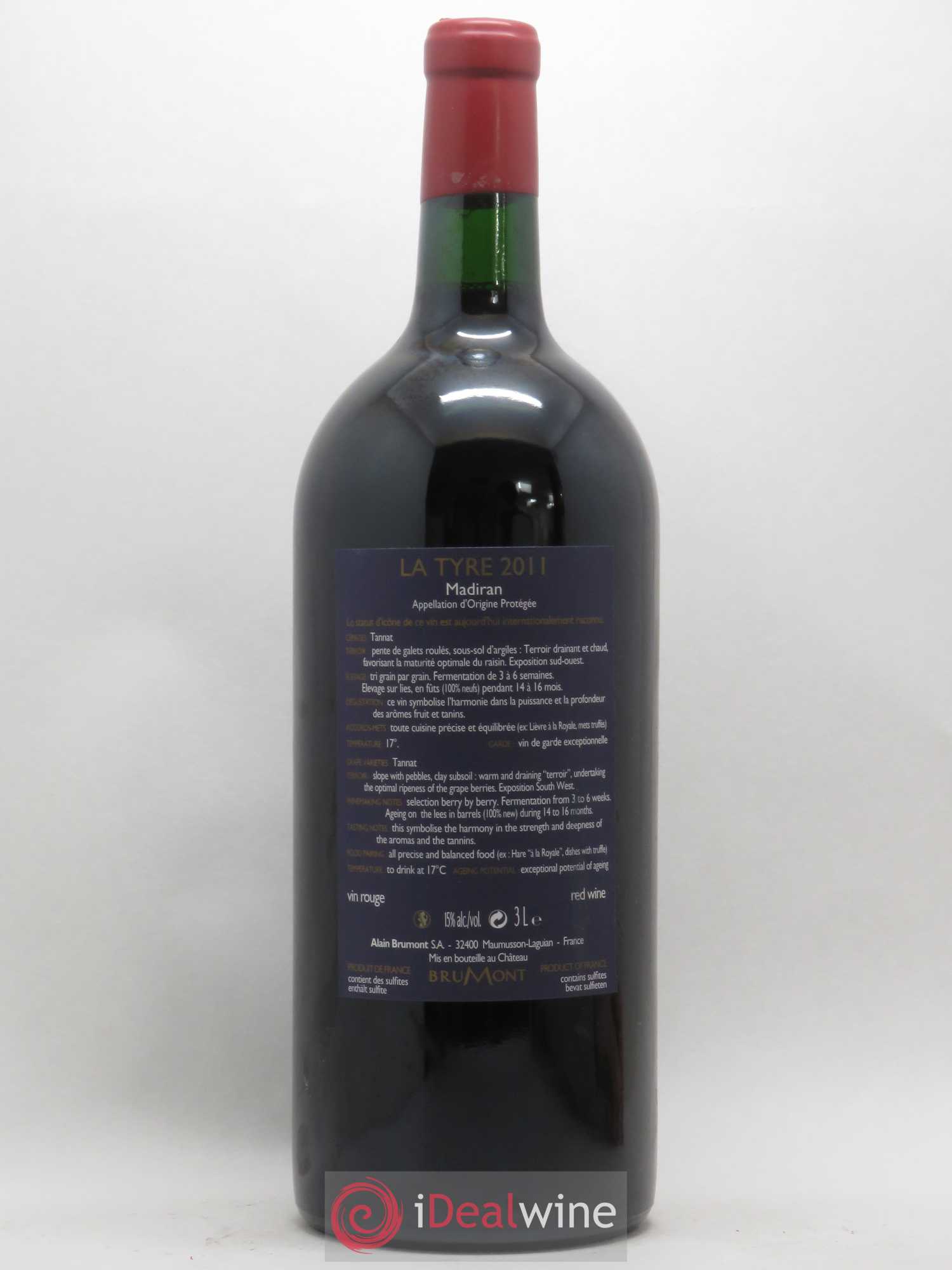 Madiran Château Montus-La Tyre Alain Brumont 2011 - Lot de 1 double magnum - 1