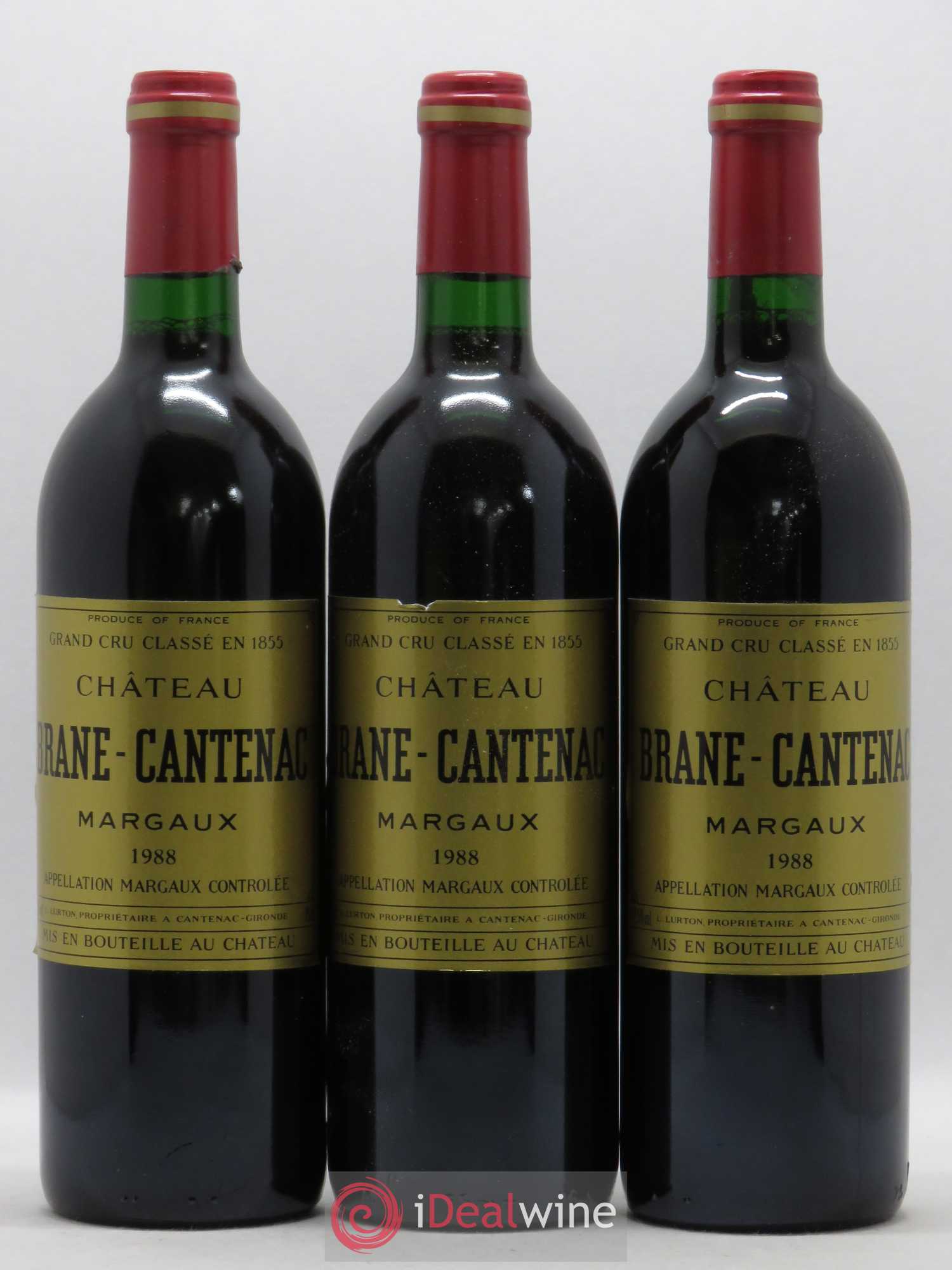 Château Brane Cantenac 2ème Grand Cru Classé 1988 - Lot de 3 bouteilles - 0