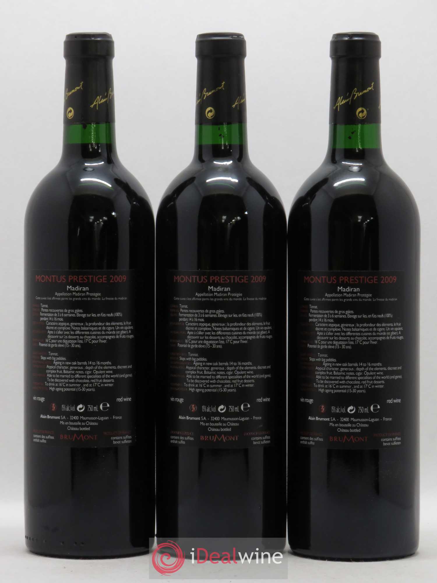 Madiran Château Montus-Prestige Alain Brumont 2009 - Lot de 3 bouteilles - 1