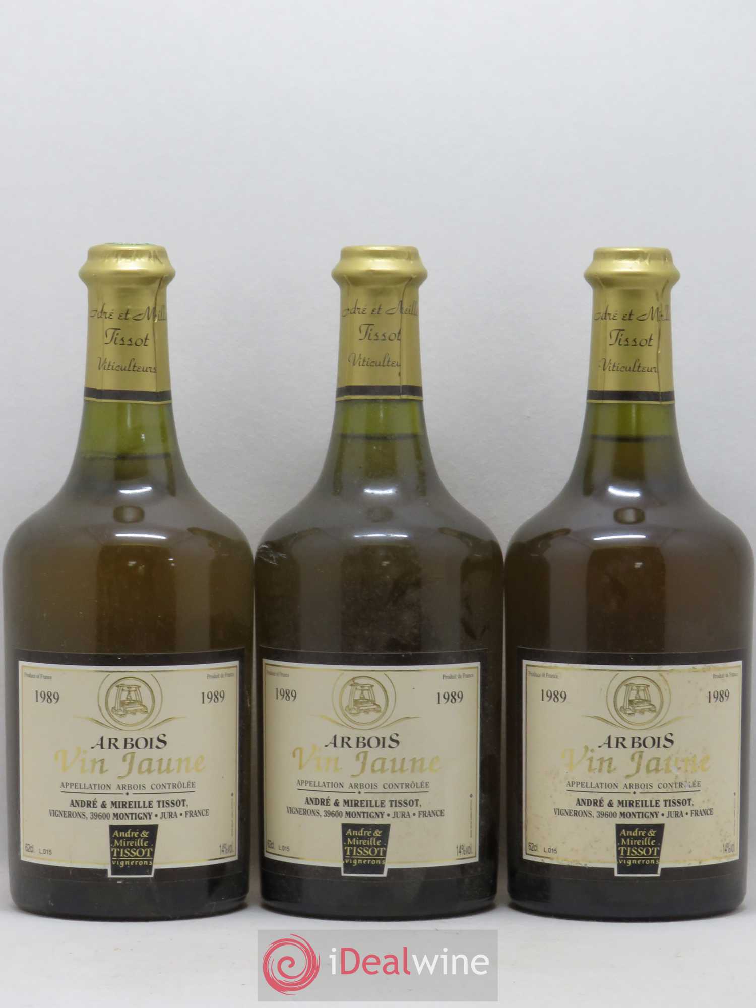 Arbois Vin Jaune Domaine andré & mireille Tissot 1989 - Lotto di 3 bottiglie - 0