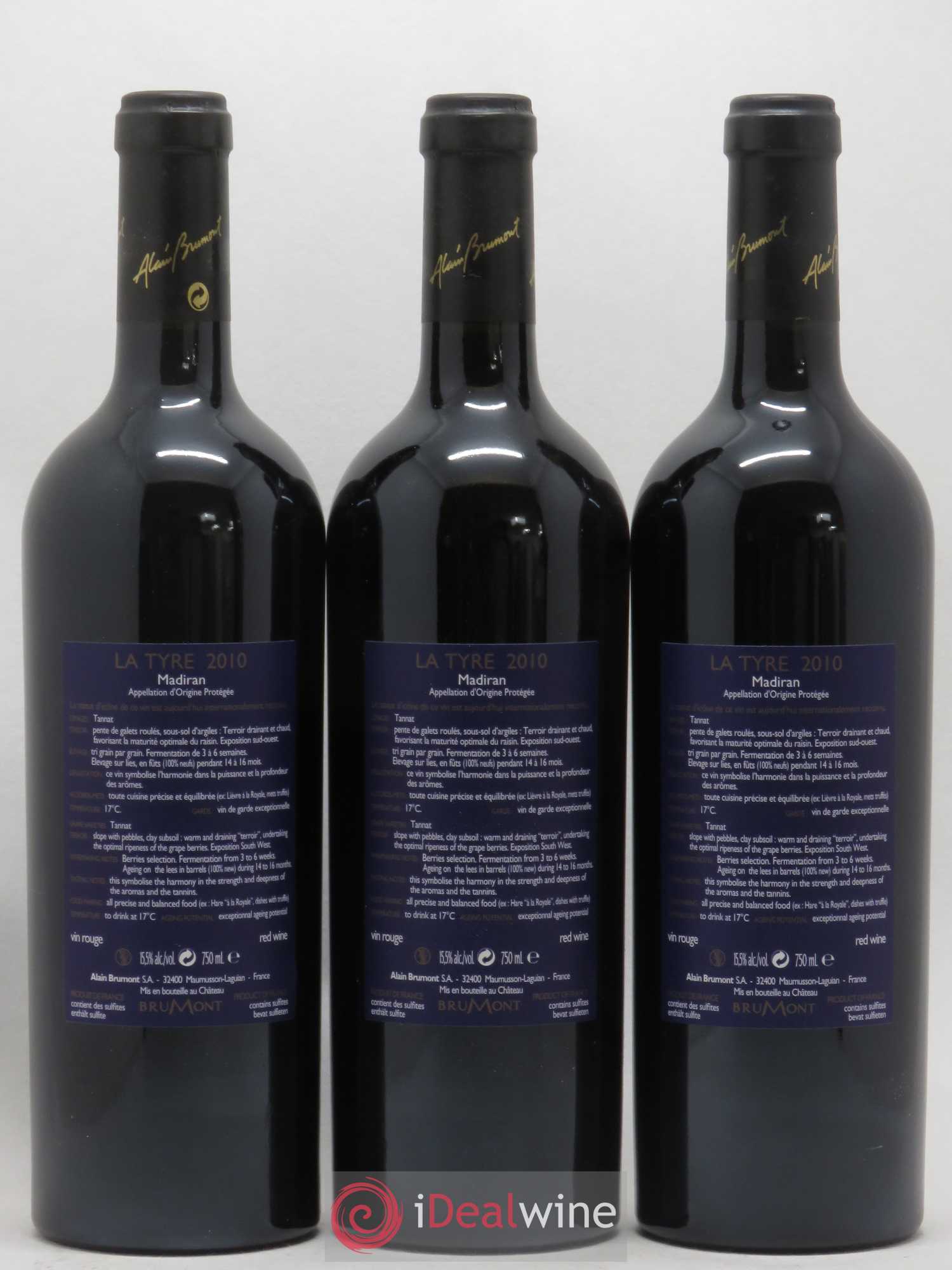 Madiran Château Montus-La Tyre Alain Brumont 2010 - Lotto di 6 bottiglie - 2