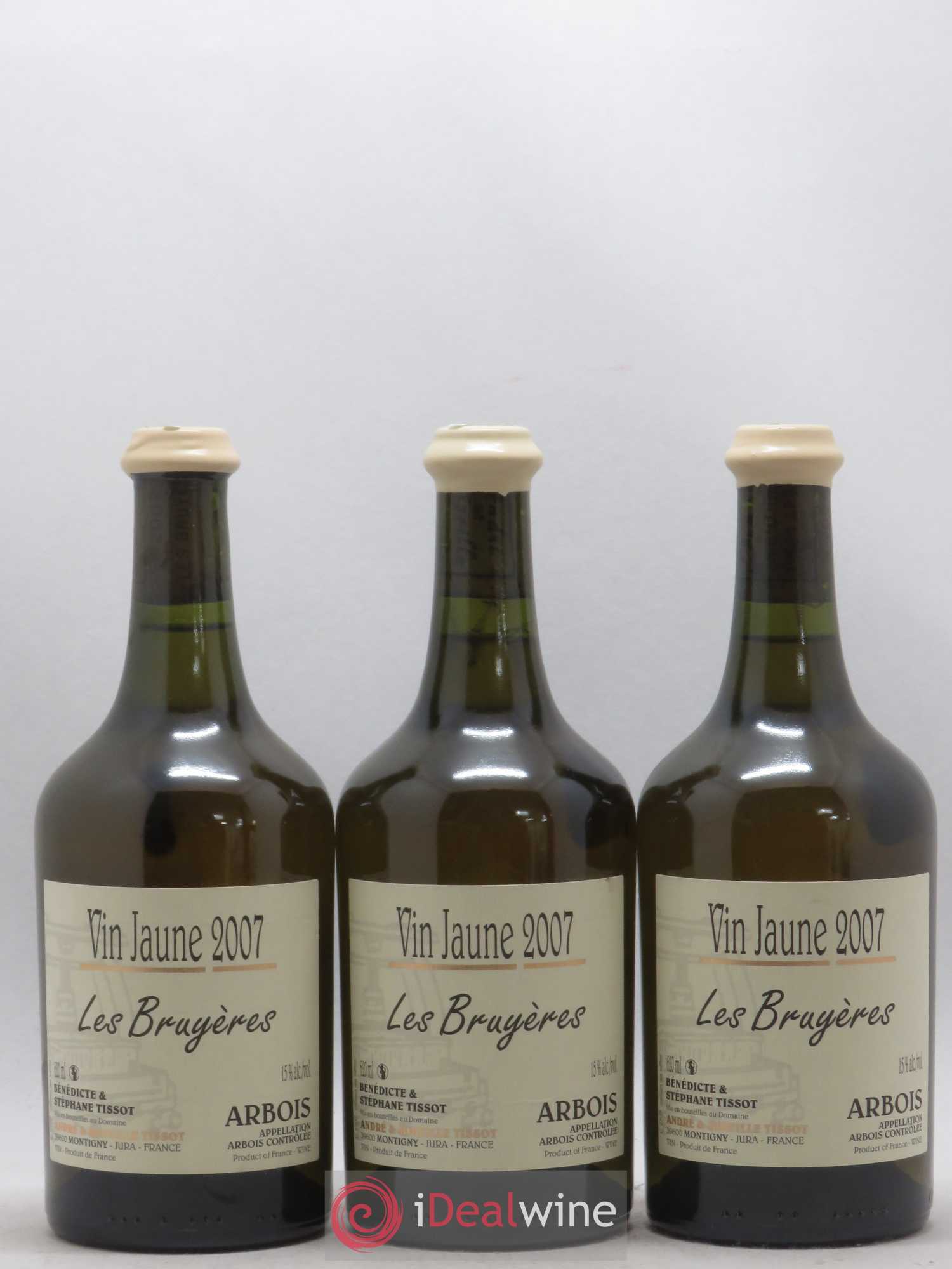 Arbois Vin Jaune Les Bruyères Bénédicte et Stéphane Tissot 2007 - Lot de 3 bouteilles - 0