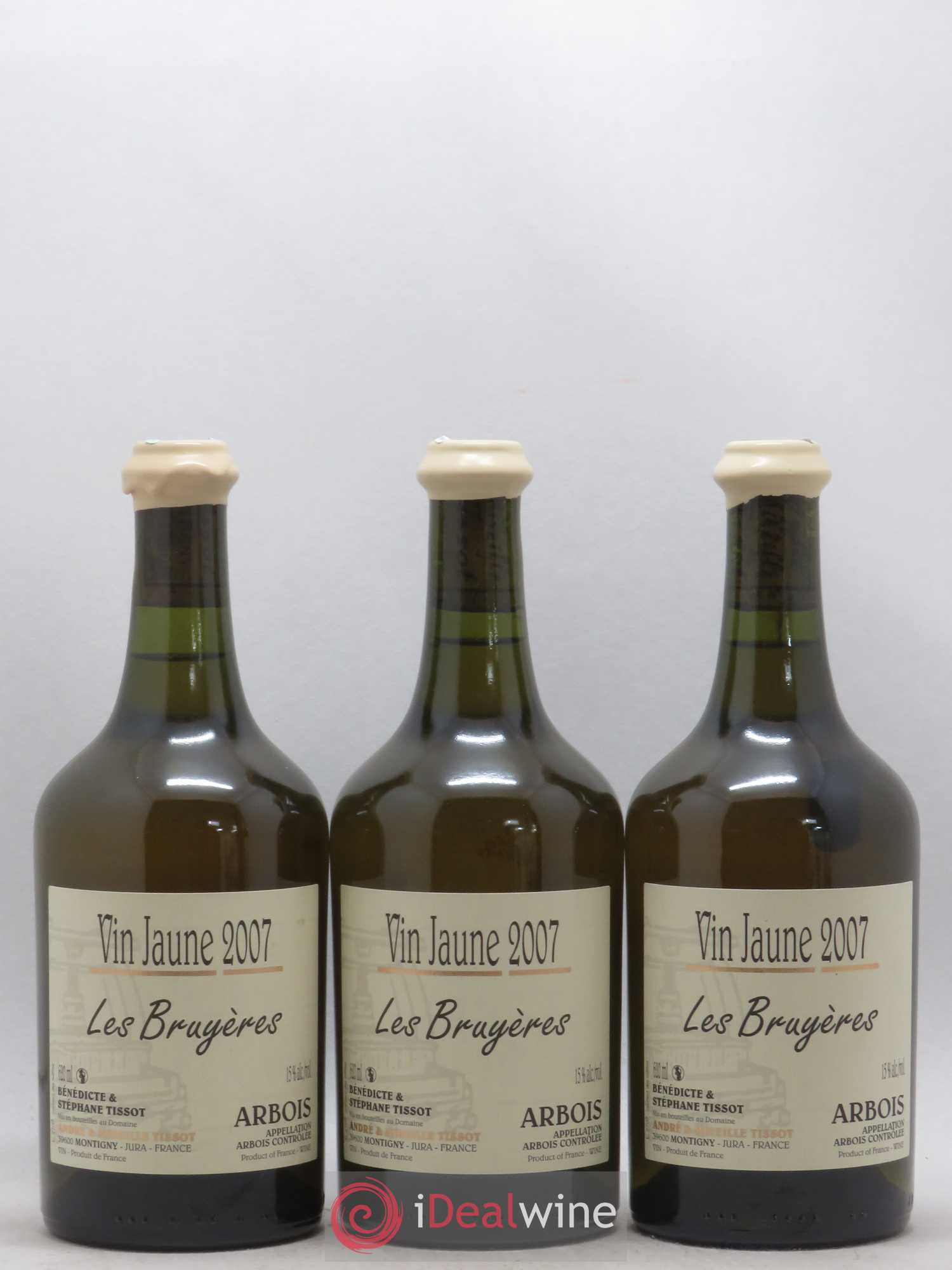 Arbois Vin Jaune Les Bruyères Bénédicte et Stéphane Tissot 2007 - Lot de 3 bouteilles - 0