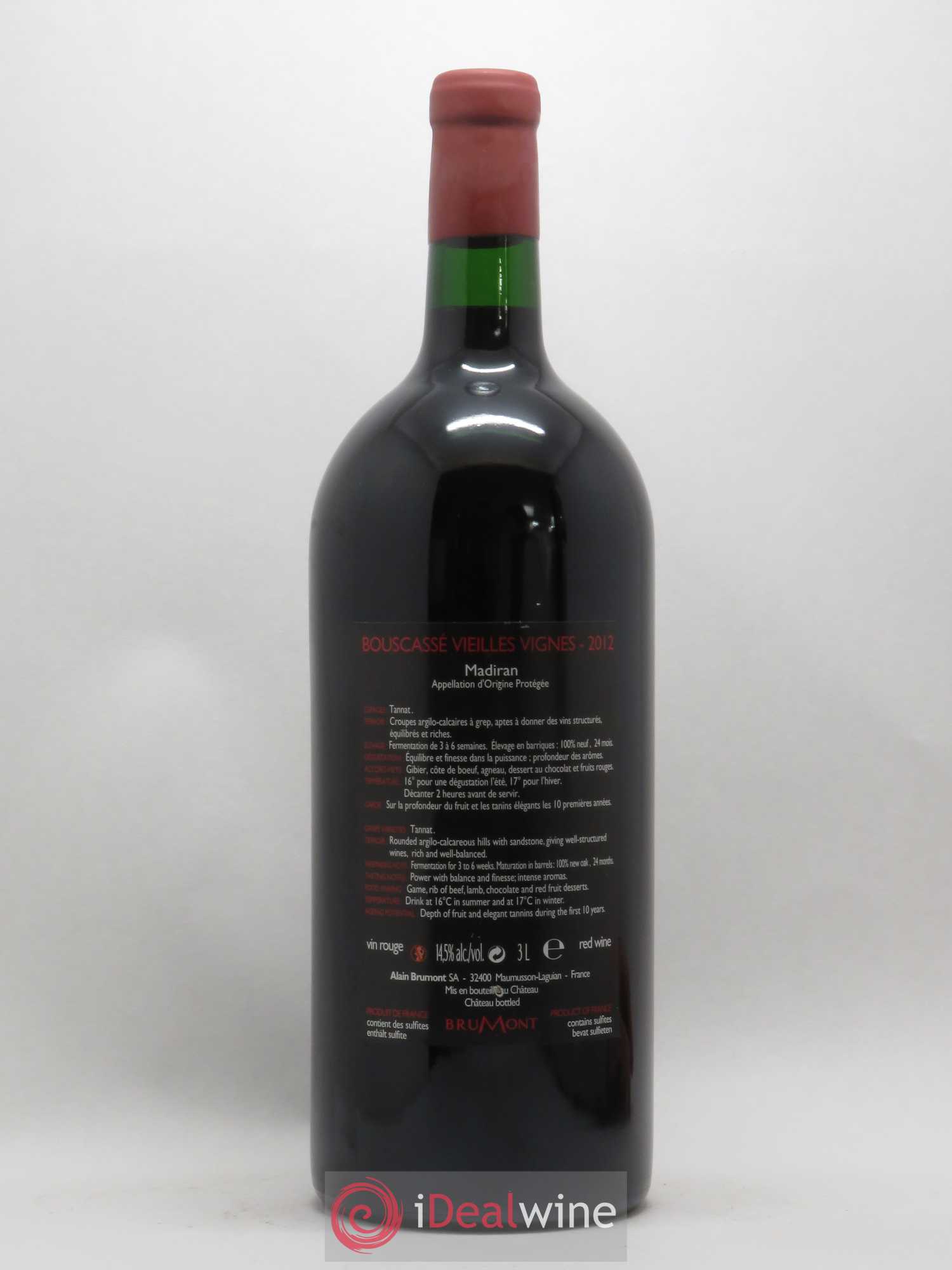 Madiran Vieilles Vignes Château Bouscassé - Alain Brumont 2012 - Lot de 1 double magnum - 1
