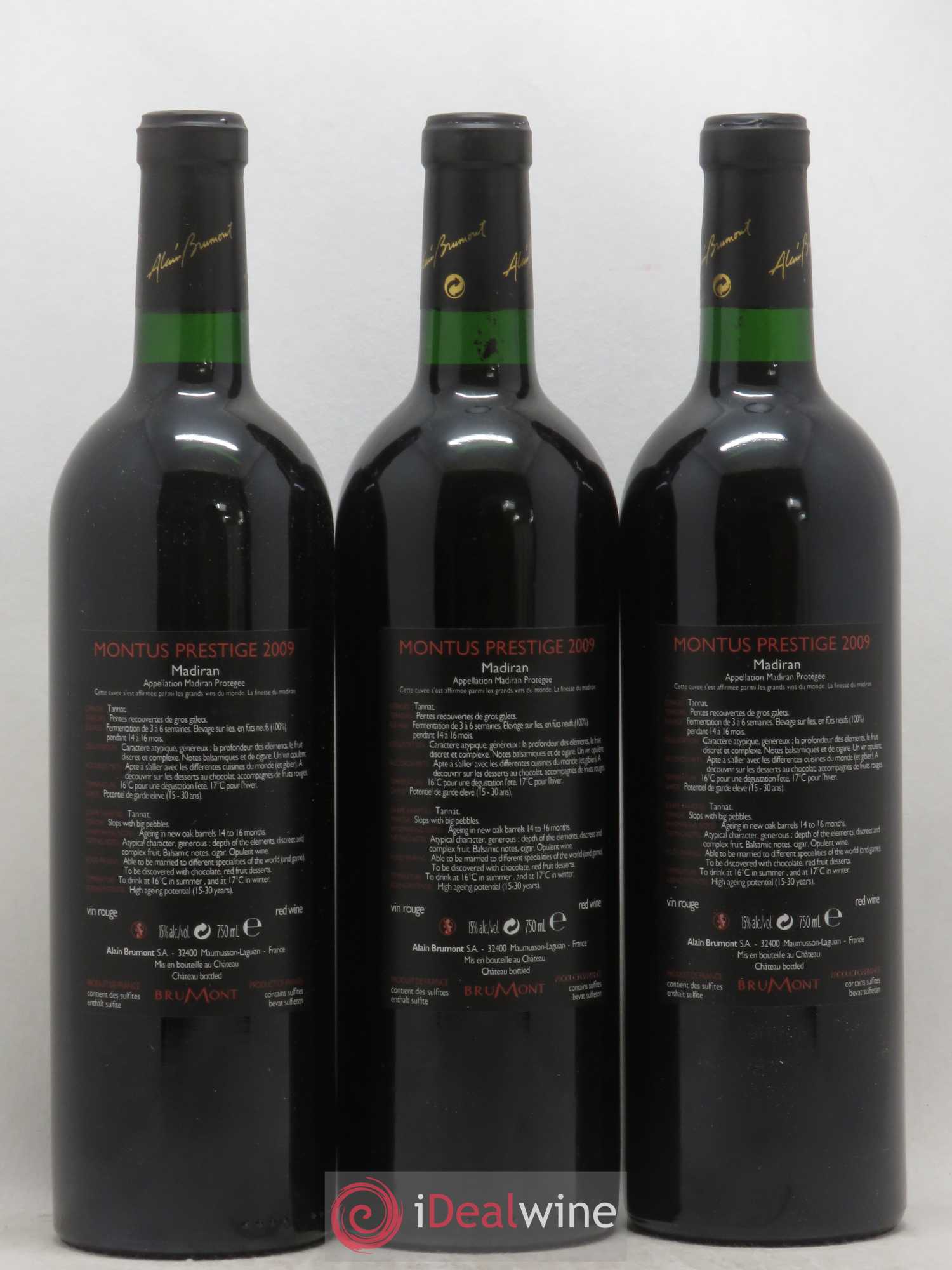 Madiran Château Montus-Prestige Alain Brumont 2009 - Lot de 3 bouteilles - 1