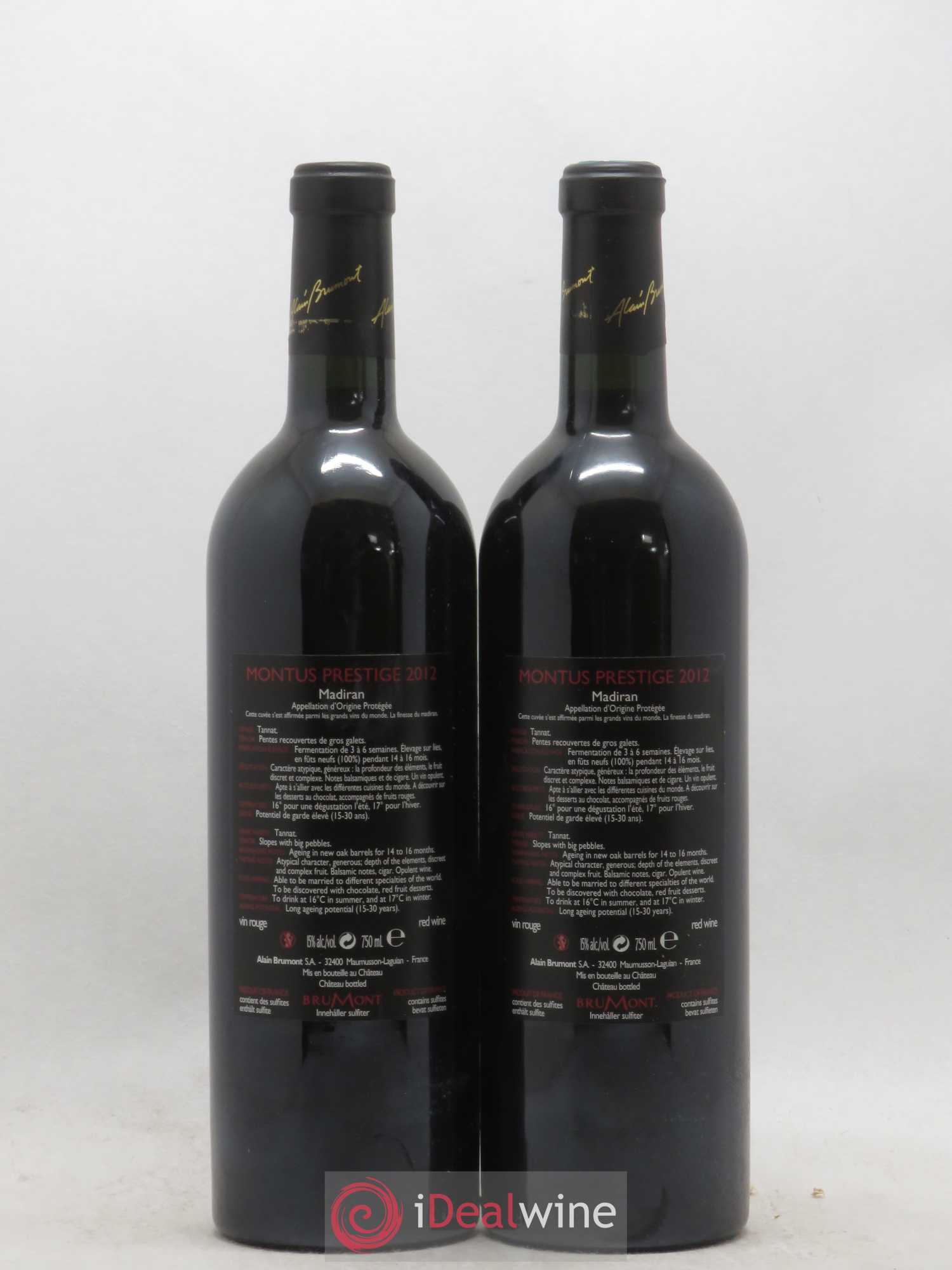 Madiran Château Montus-Prestige Alain Brumont 2012 - Lot de 2 bouteilles - 1