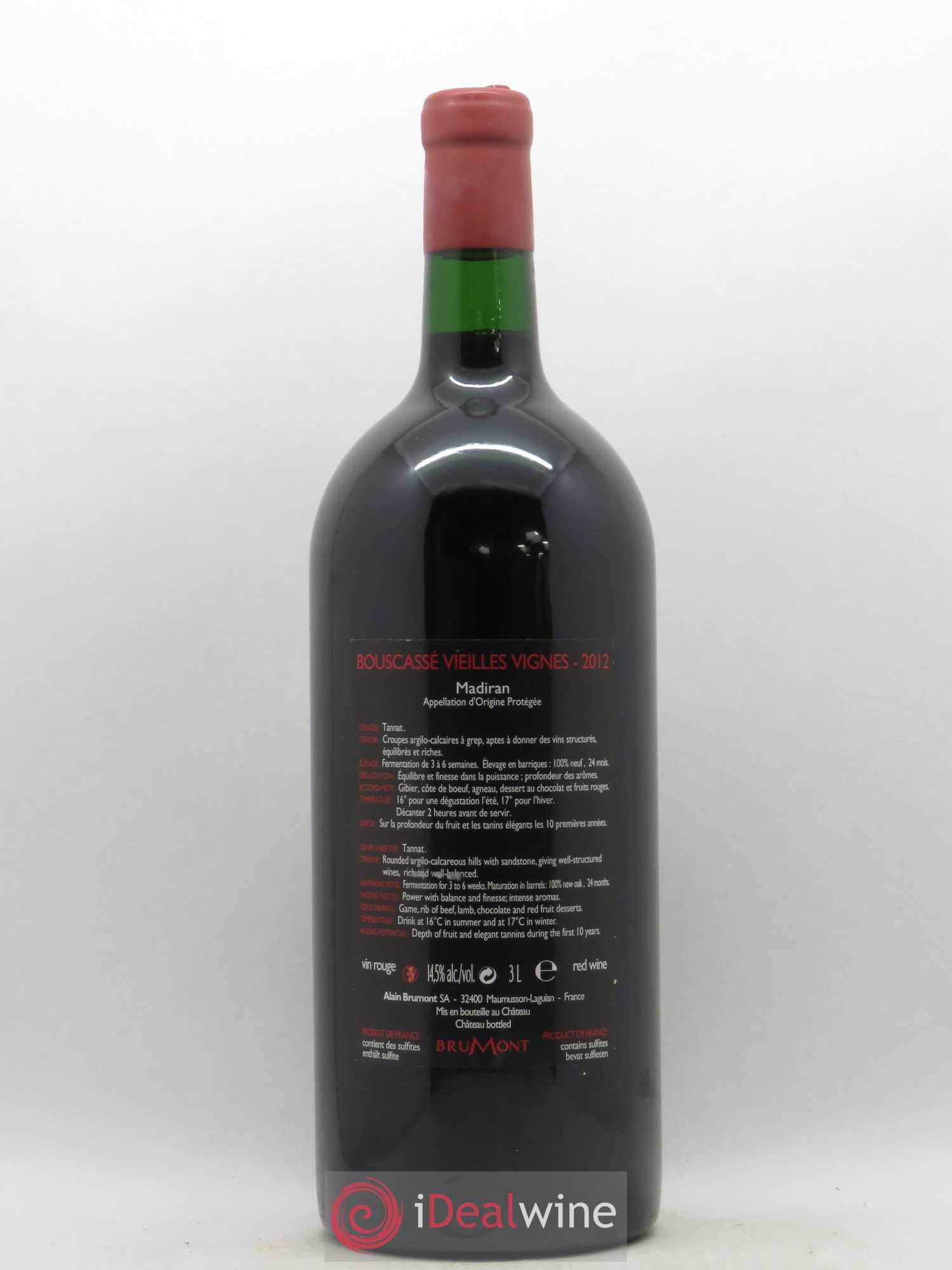 Madiran Vieilles Vignes Château Bouscassé - Alain Brumont 2012 - Lot de 1 double magnum - 1