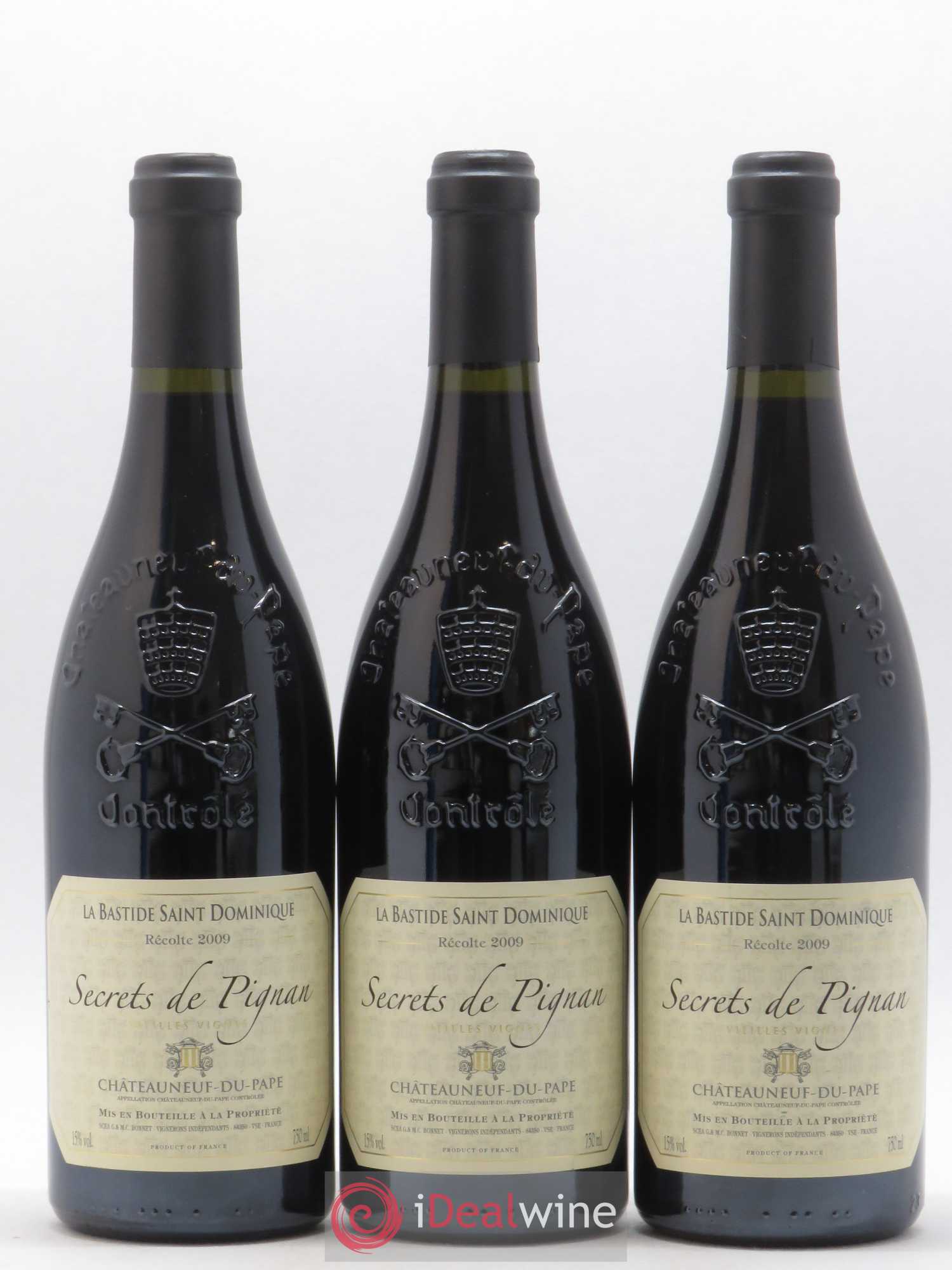 Châteauneuf-du-Pape Secrets De Pignan La Bastide Saint-Dominique 2009 - Posten von 3 Flaschen - 0