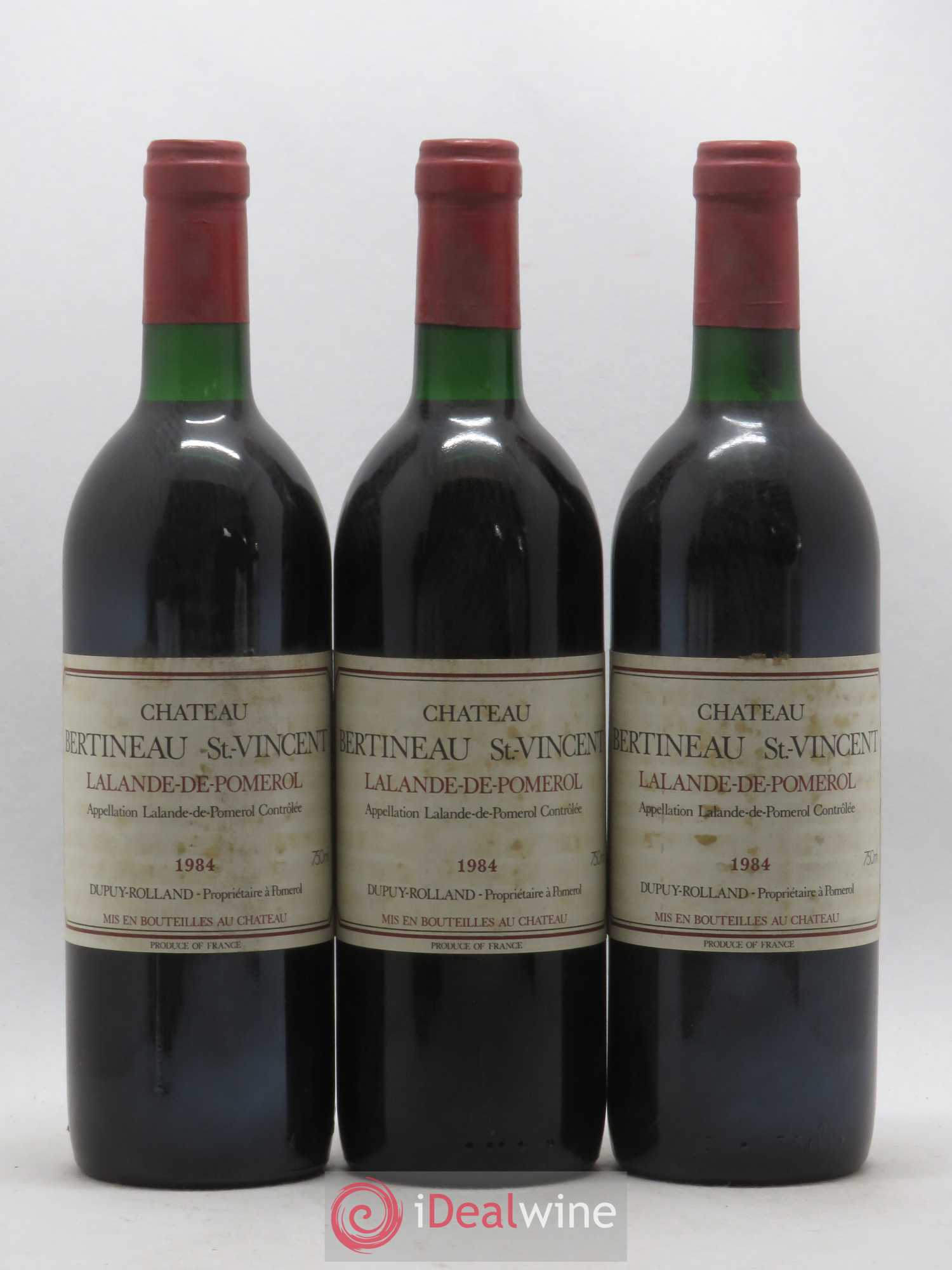 Lalande-de-Pomerol Château Bertineau Saint Vincent 1984 - Posten von 3 Flaschen - 0