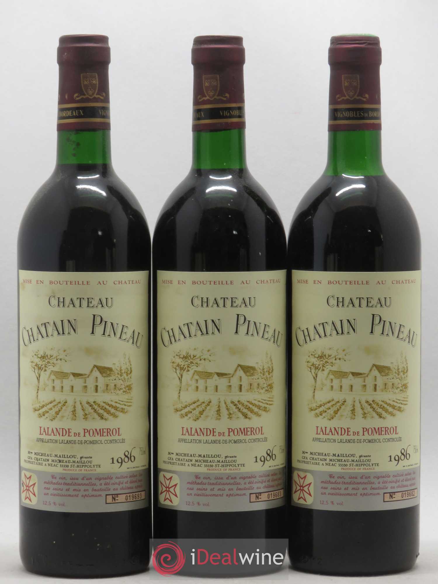 Lalande-de-Pomerol Château Chatain Pineau 1986 - Lot de 12 bouteilles - 2