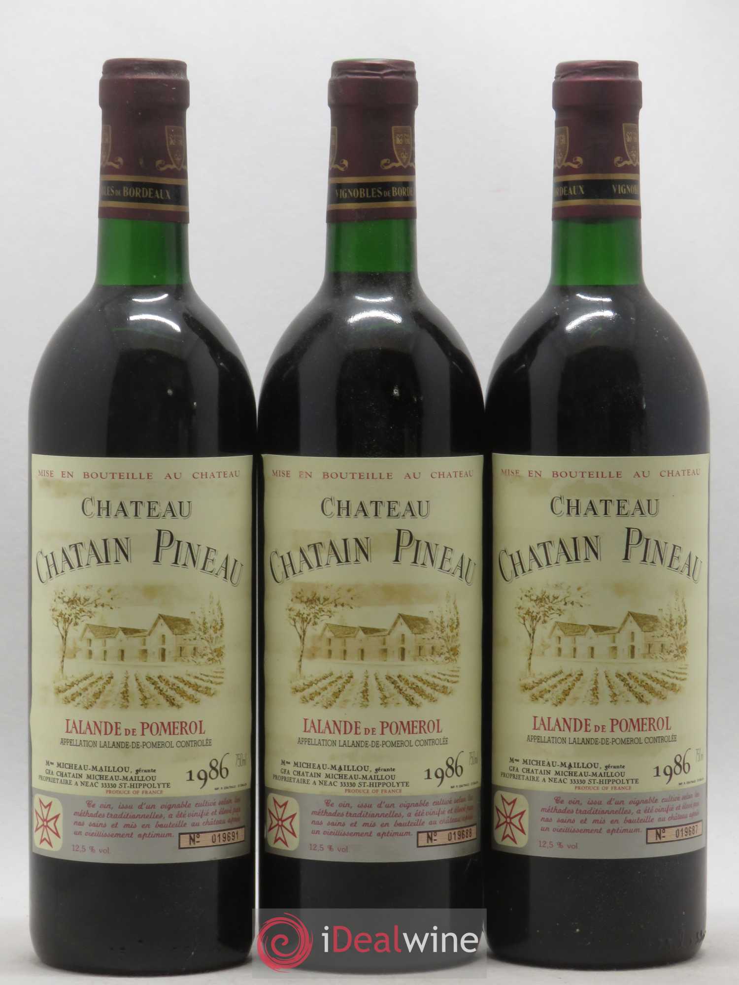 Lalande-de-Pomerol Château Chatain Pineau 1986 - Lot de 12 bouteilles - 3