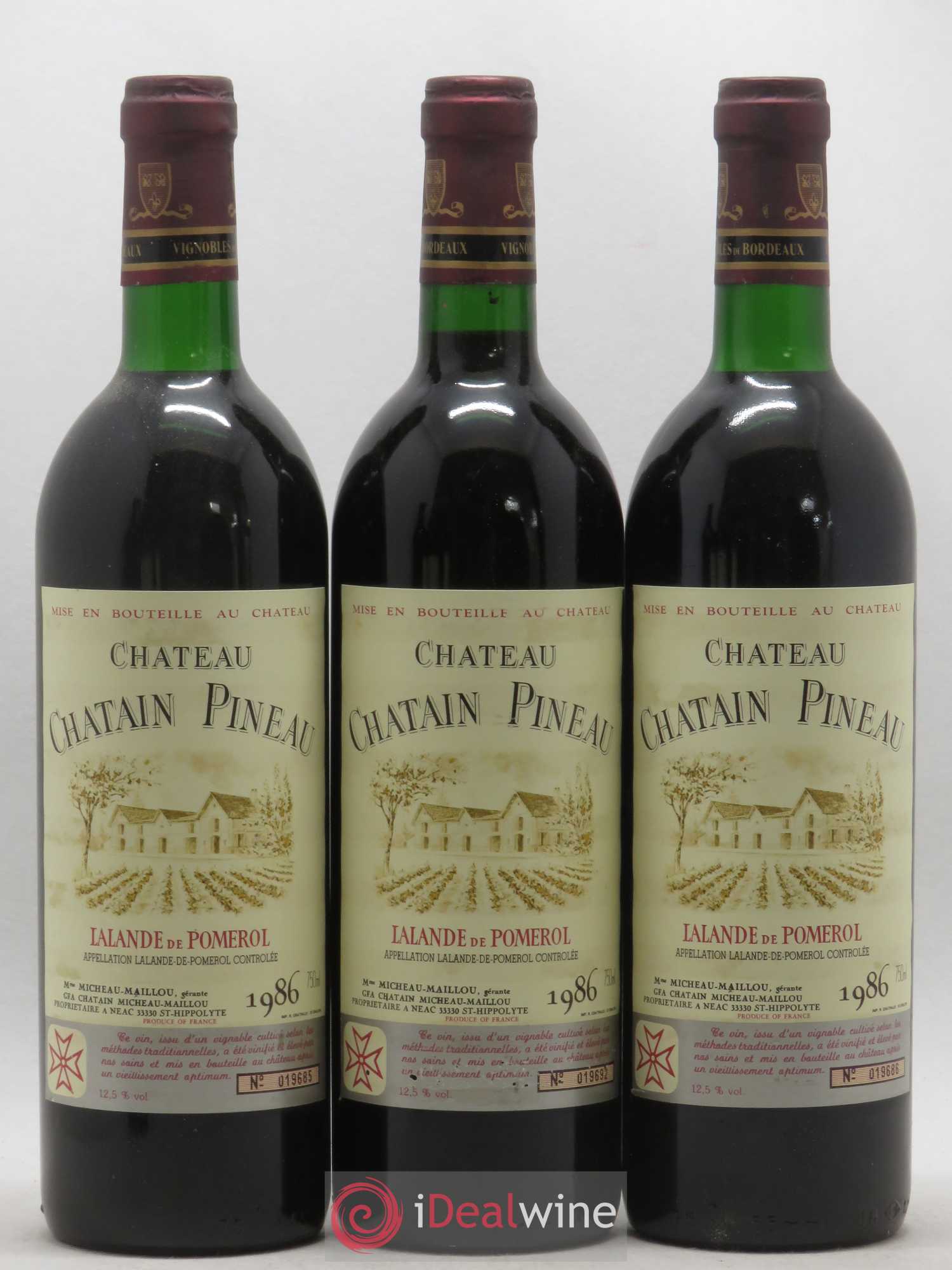 Lalande-de-Pomerol Château Chatain Pineau 1986 - Lot de 12 bouteilles - 4
