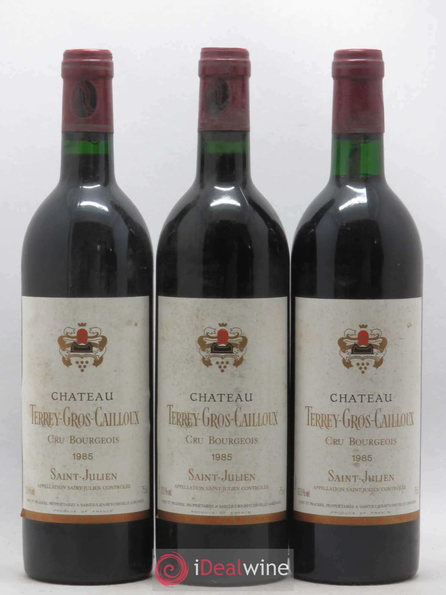 Château Terrey Gros Cailloux Cru Bourgeois 1985 - Lot de 3 bouteilles - 0