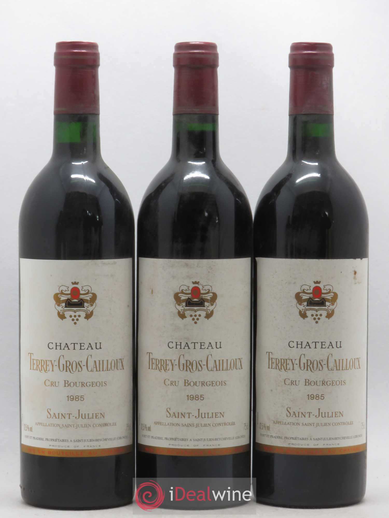 Château Terrey Gros Cailloux Cru Bourgeois 1985 - Lot de 3 bouteilles - 0