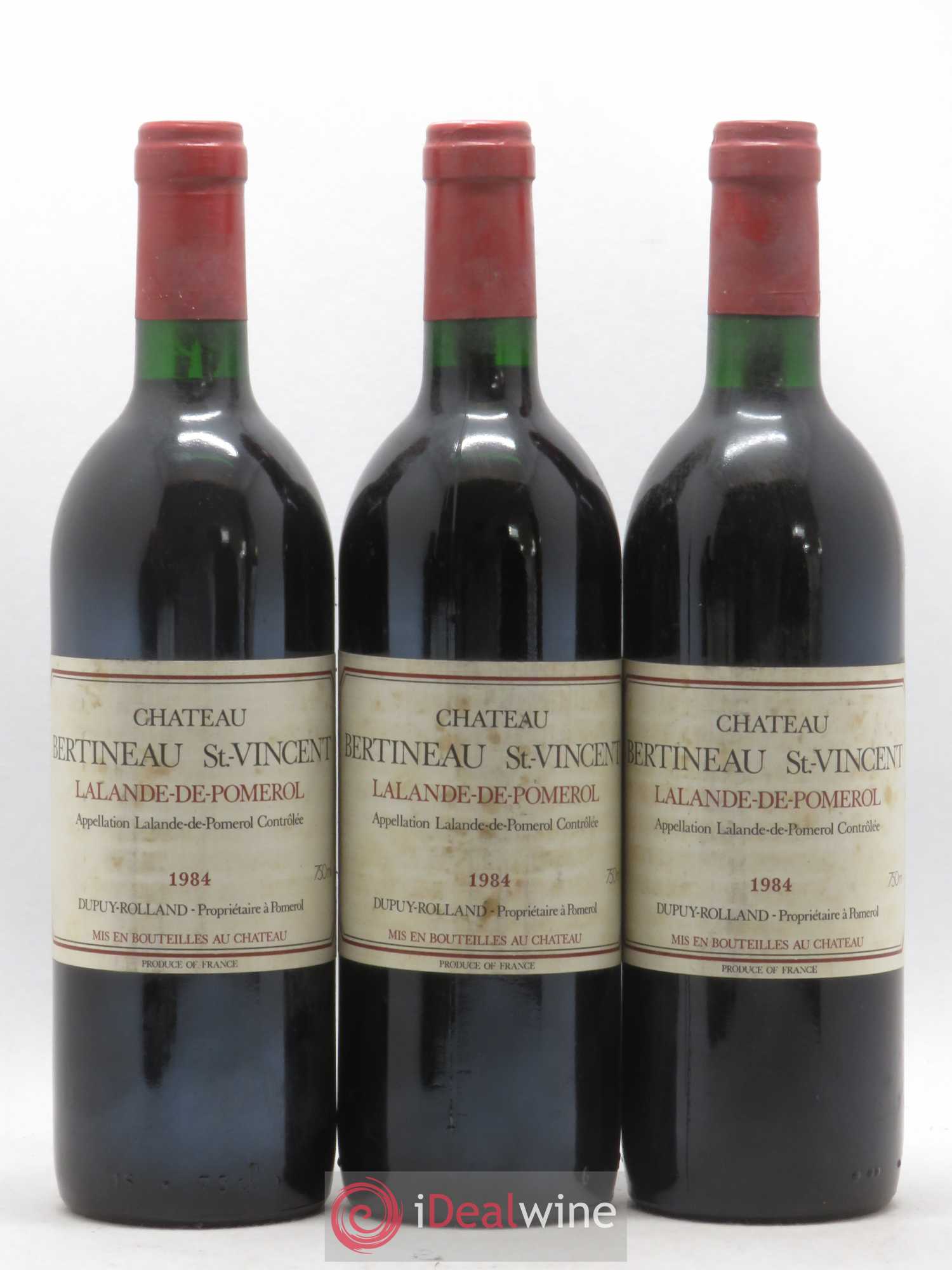 Lalande-de-Pomerol Château Bertineau Saint Vincent 1984 - Posten von 6 Flaschen - 2