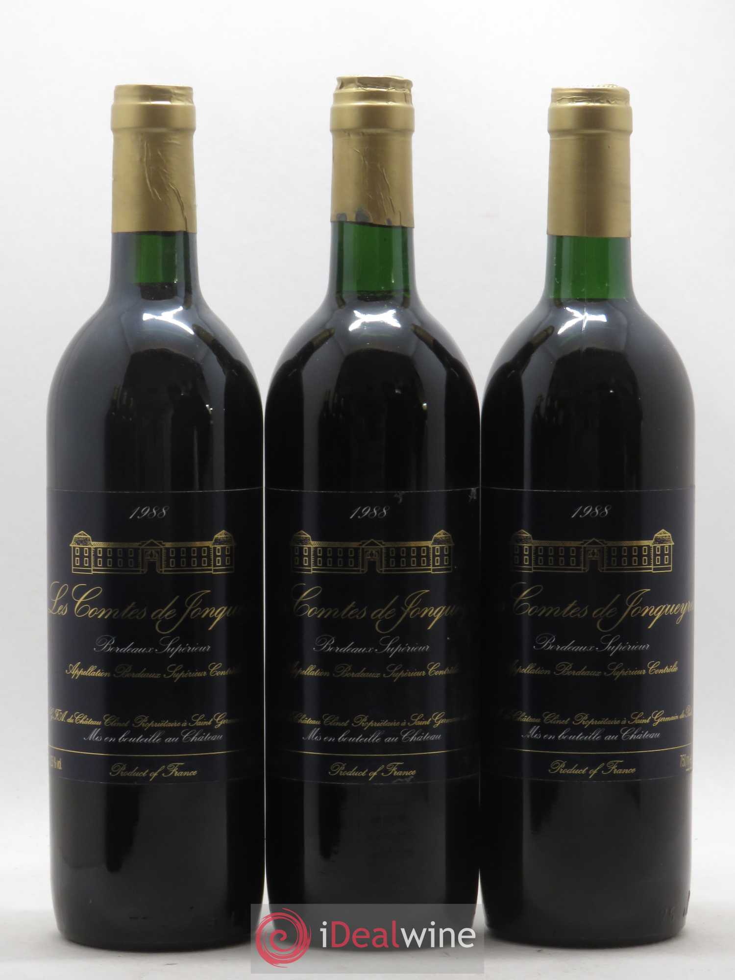 Bordeaux Supérieur Les Comtes de Jonqueyres 1988 - Lot de 12 bouteilles - 2