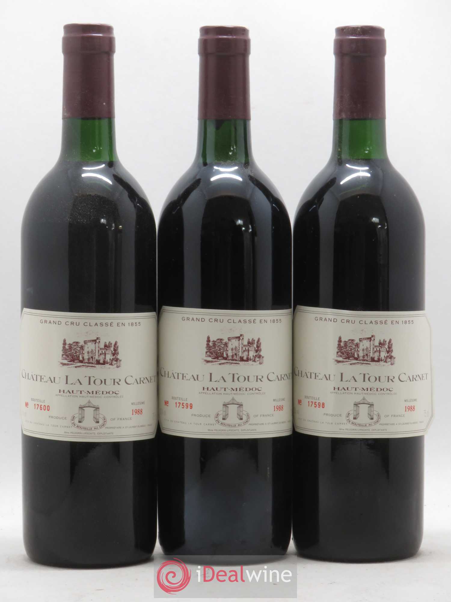 Château la Tour Carnet 4ème Grand Cru Classé 1988 - Lot de 12 bouteilles - 3
