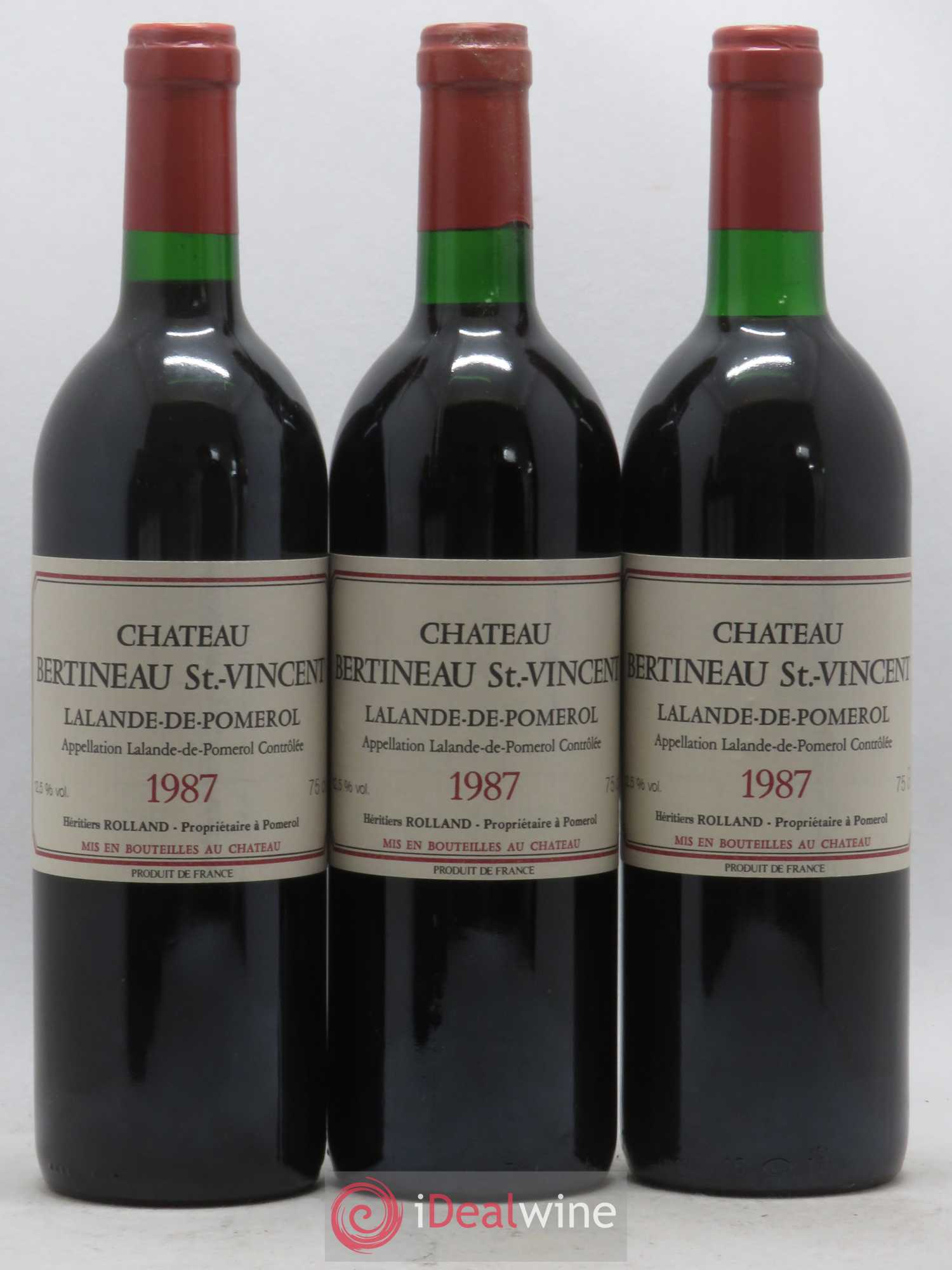 Lalande-de-Pomerol Château Bertineau Saint Vincent 1987 - Posten von 6 Flaschen - 2