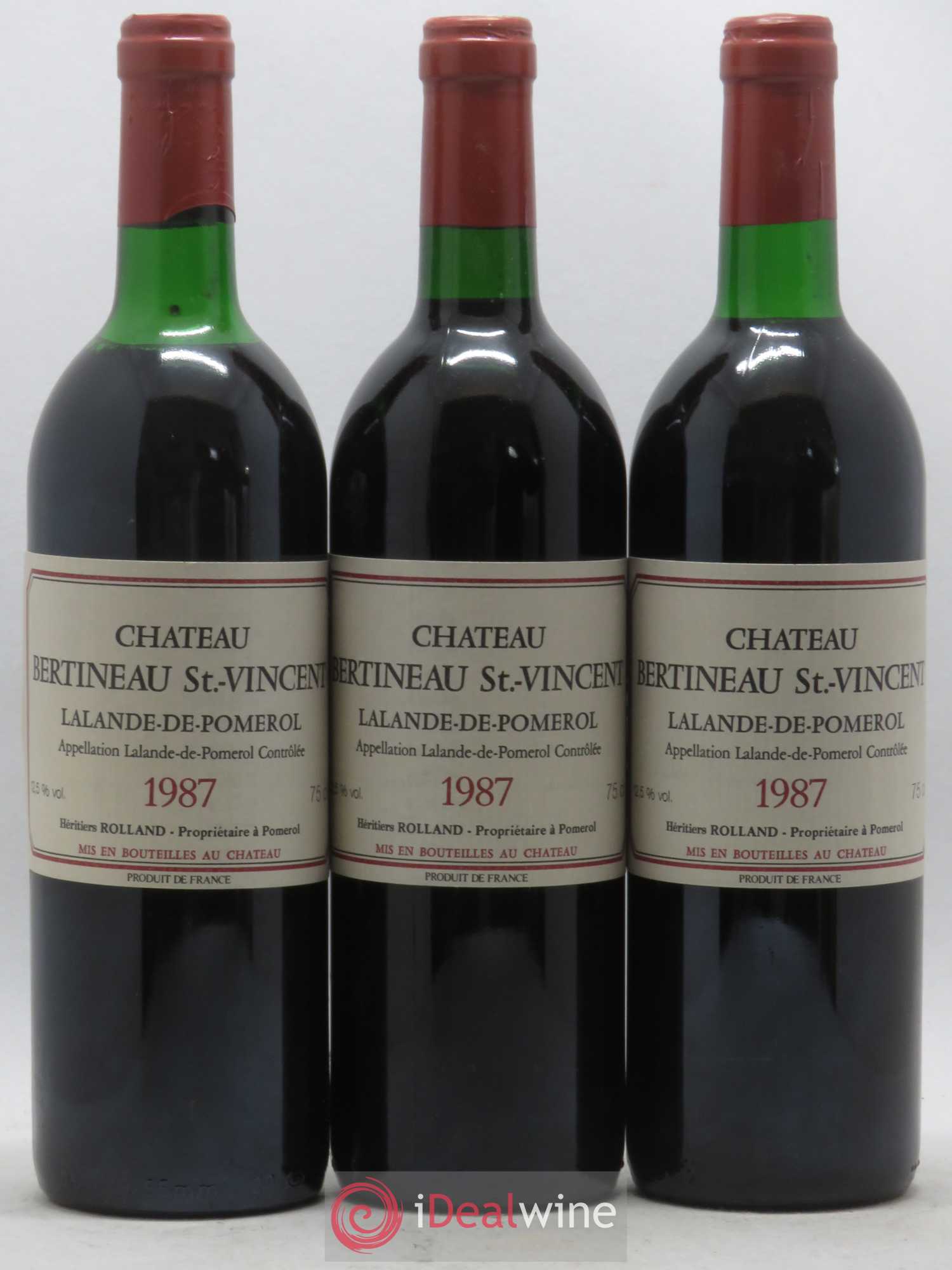 Lalande-de-Pomerol Château Bertineau Saint Vincent 1987 - Posten von 3 Flaschen - 0