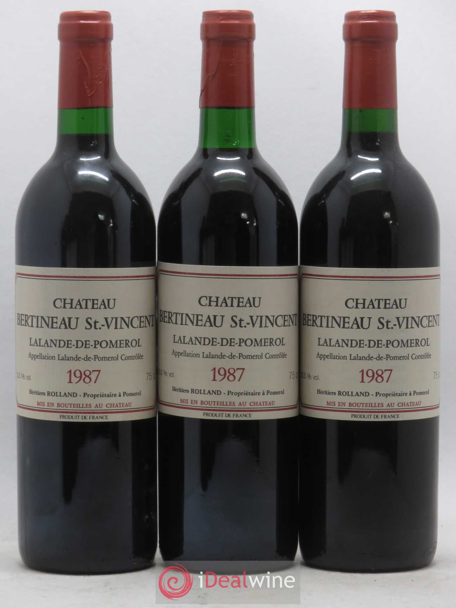 Lalande-de-Pomerol Château Bertineau Saint Vincent 1987 - Posten von 3 Flaschen - 0