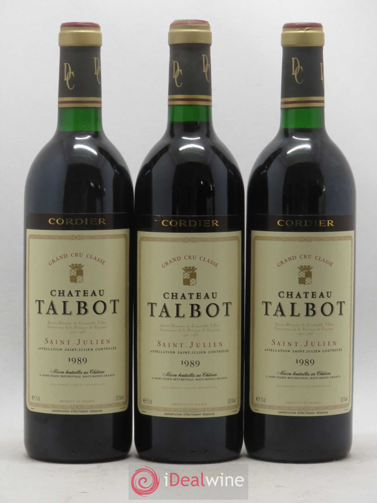 Château Talbot 4ème Grand Cru Classé 1989 - Lot de 3 bouteilles - 0