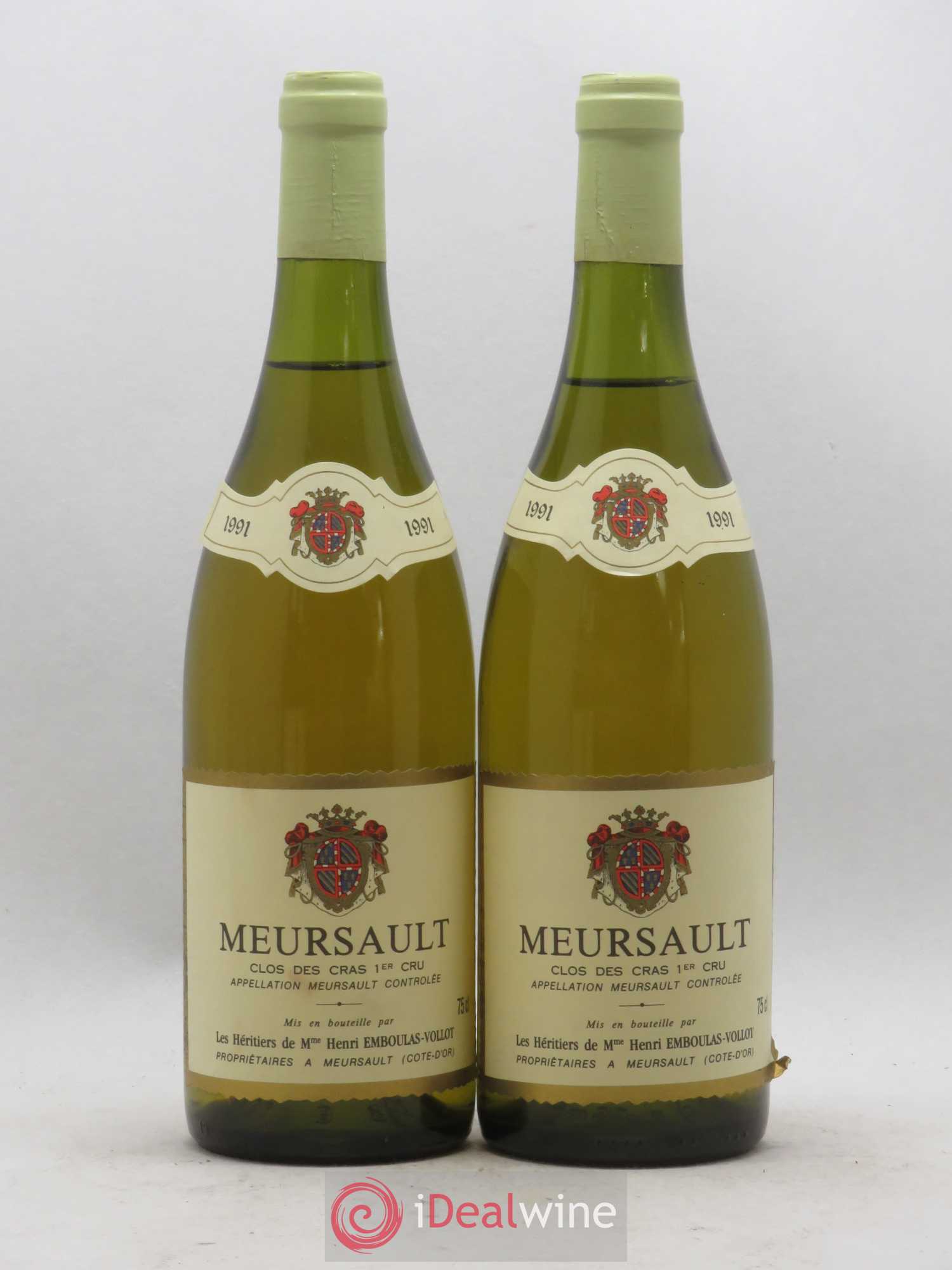 Meursault 1er Cru Clos des Cras Emboulas Vollot 1991 - Posten von 2 Flaschen - 0