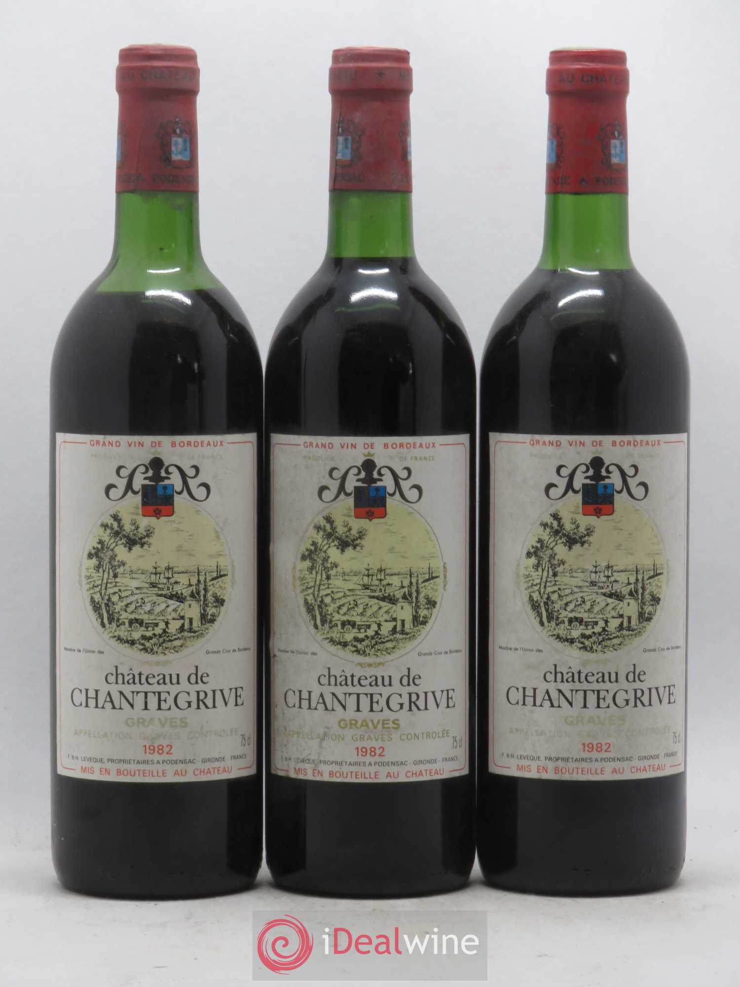 Château de Chantegrive 1982 - Lot de 3 bouteilles - 0