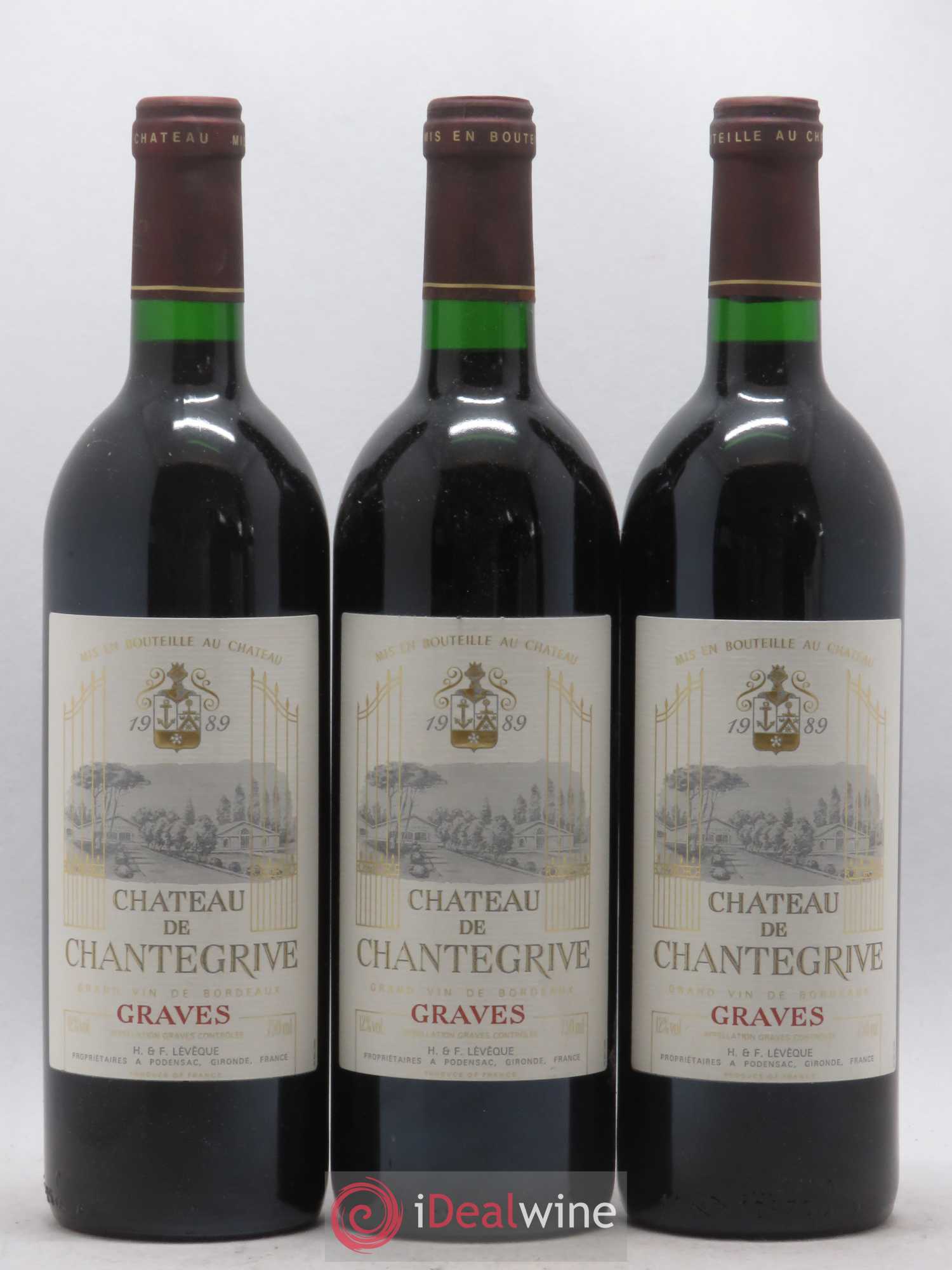 Château de Chantegrive (sans prix de réserve) 1989 - Lot de 12 bouteilles - 1