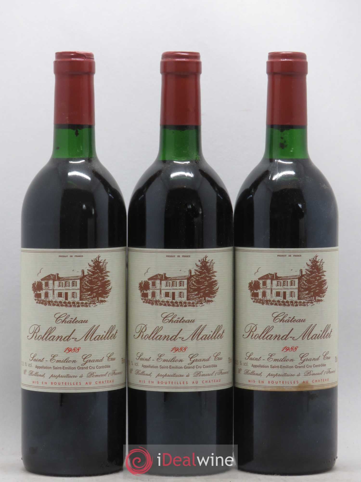 Saint-Émilion Grand Cru Château Rolland Maillet 1988 - Lot de 3 bouteilles - 0