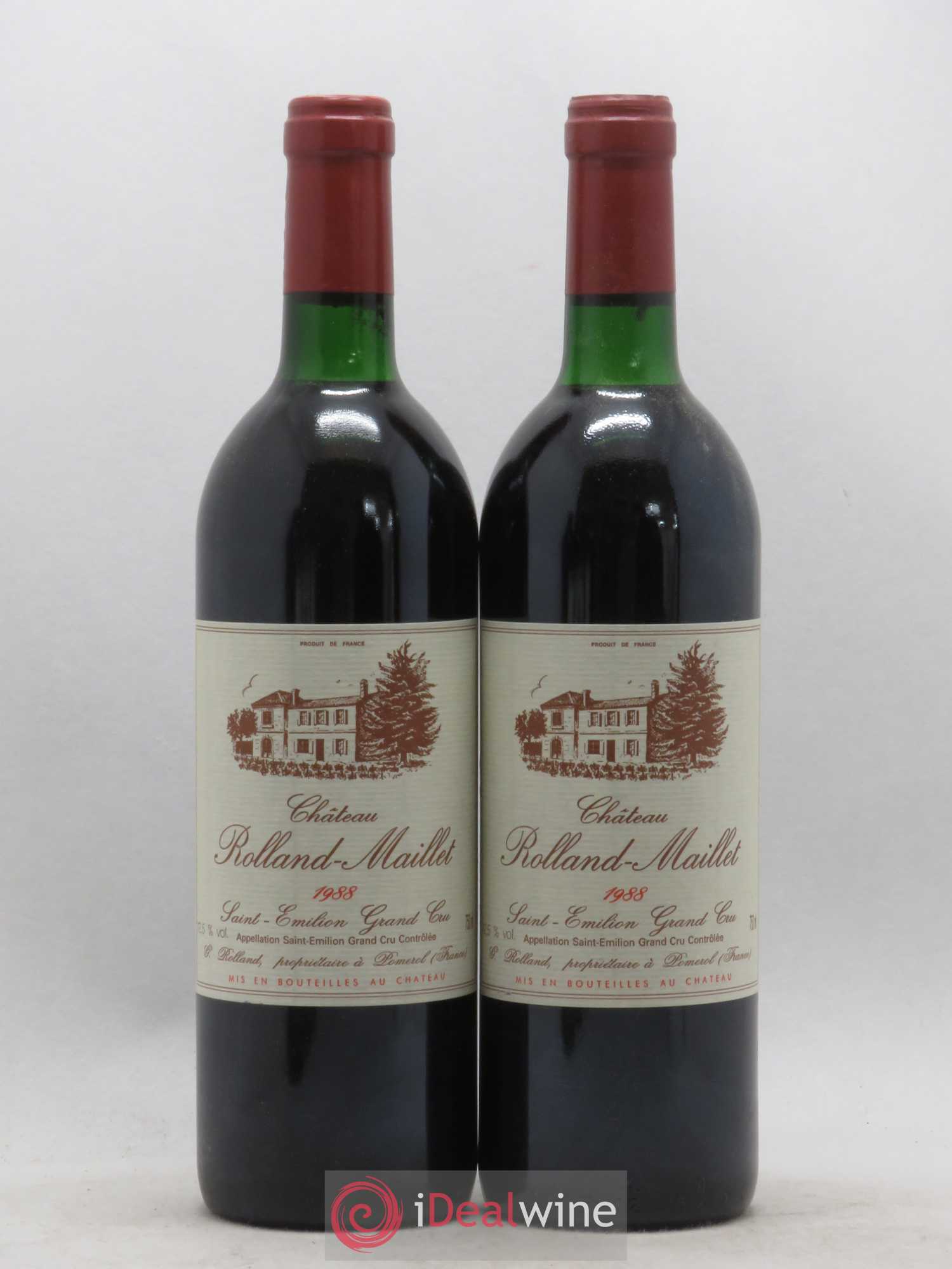 Saint-Émilion Grand Cru Château Rolland Maillet 1988 - Lot de 2 bouteilles - 0