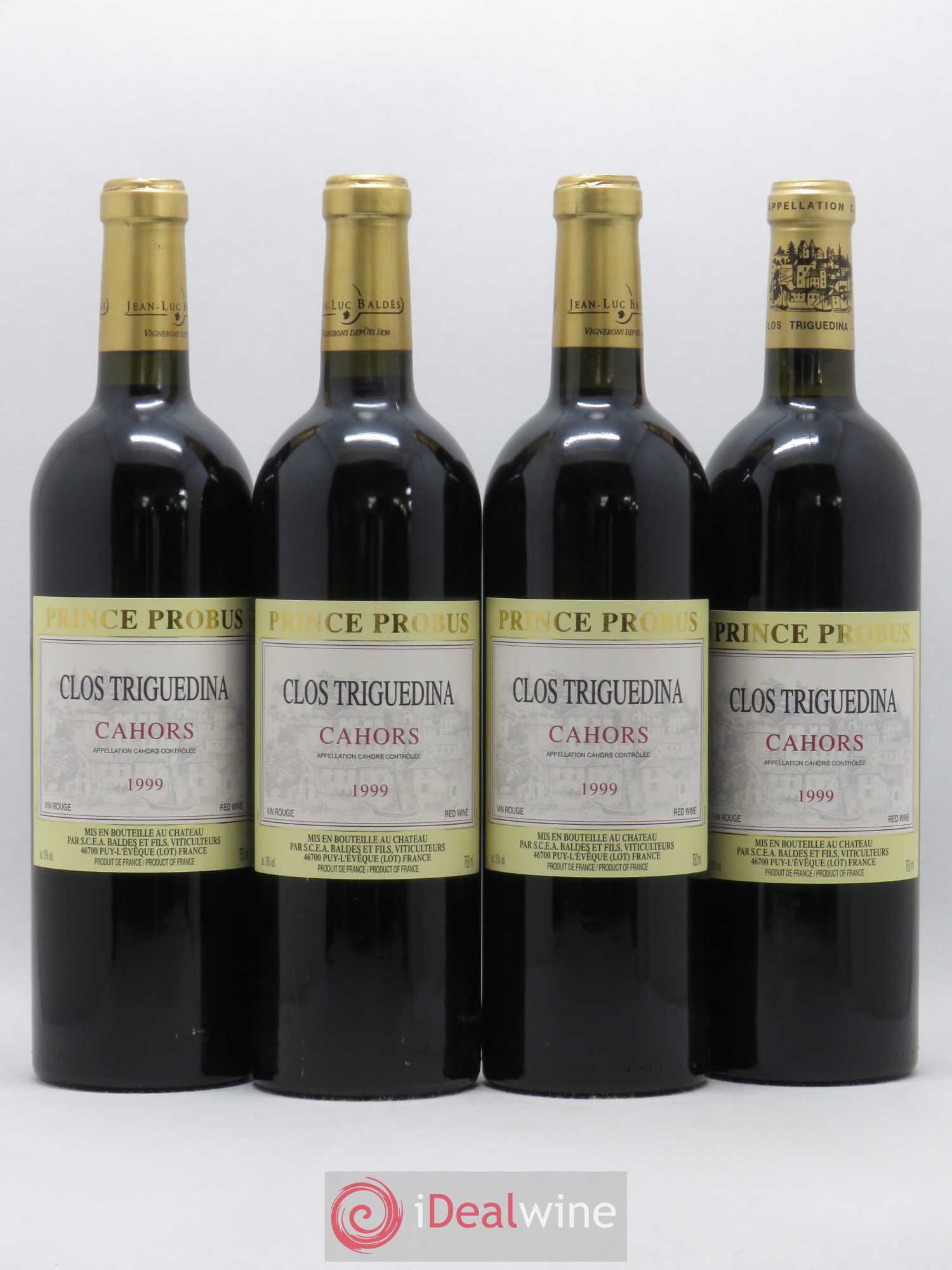 Cahors Clos Triguedina Probus Jean-Luc Baldès 1999 - Lot de 4 bouteilles - 0