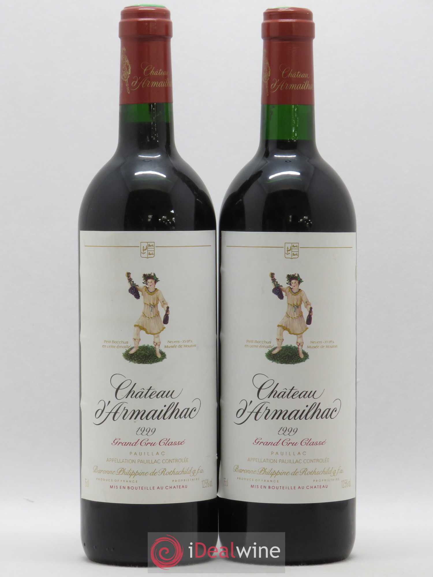 Château d' Armailhac - Mouton Baron(ne) Philippe 5ème Grand Cru Classé 1999 - Lot de 2 bouteilles - 0