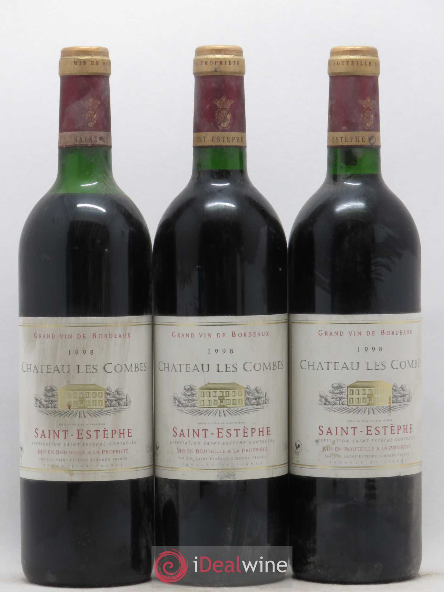 Saint-Estèphe Château Les Combes 1998 - Posten von 3 Flaschen - 0