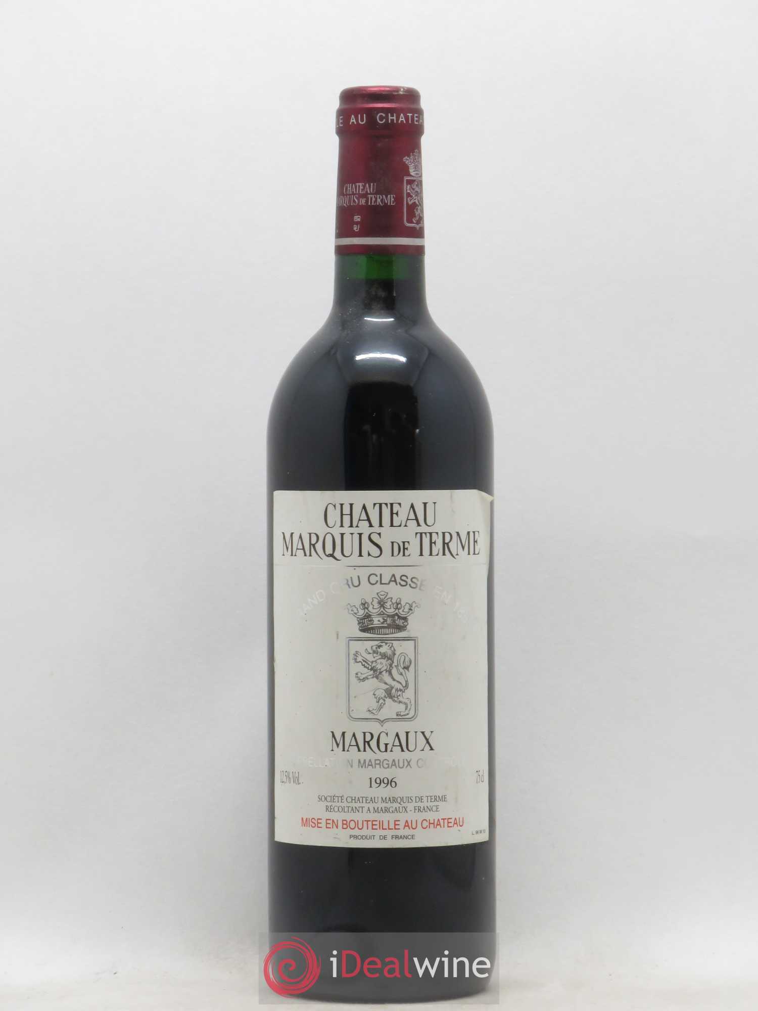 Château Marquis de Terme 4ème Grand Cru Classé 1996 - Lot de 1 bouteille - 0