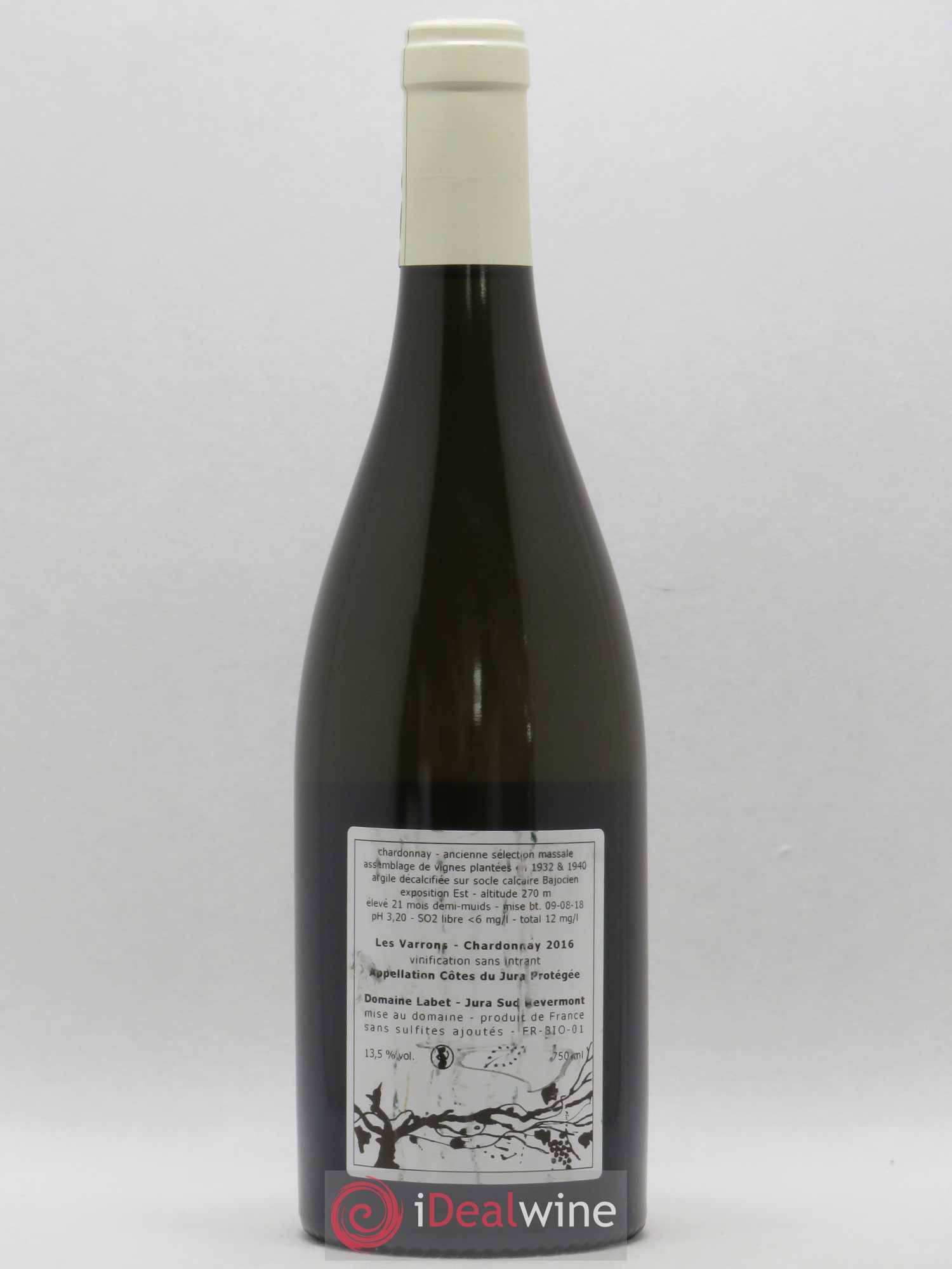 Côtes du Jura Chardonnay Les Varrons Macération Romain - Julien - Charline Labet 2016 - Lot de 1 bouteille - 1