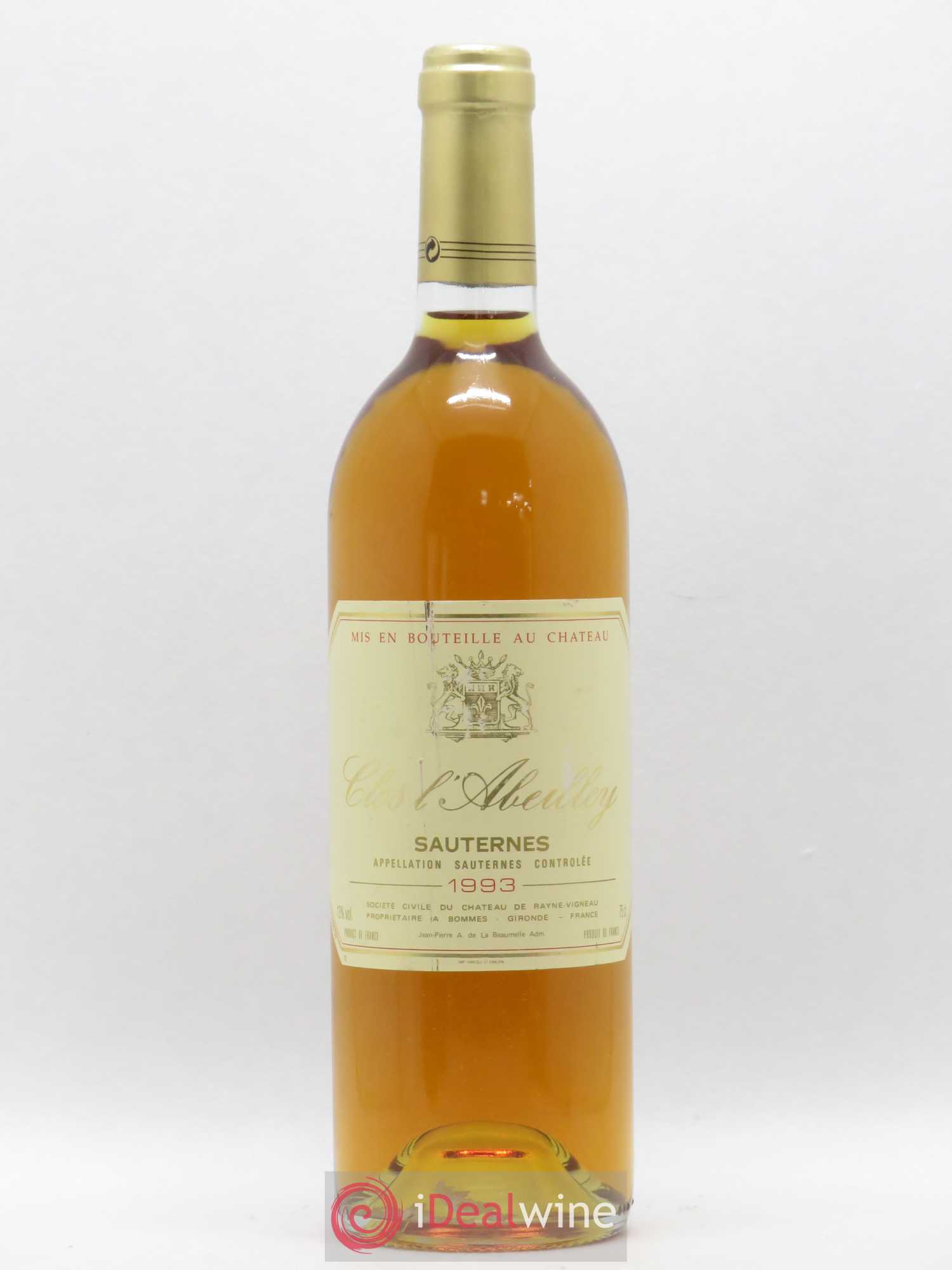 Acheter vin Sauternes Clos l'Abeilley 1993 (lot: B2173047-8051)