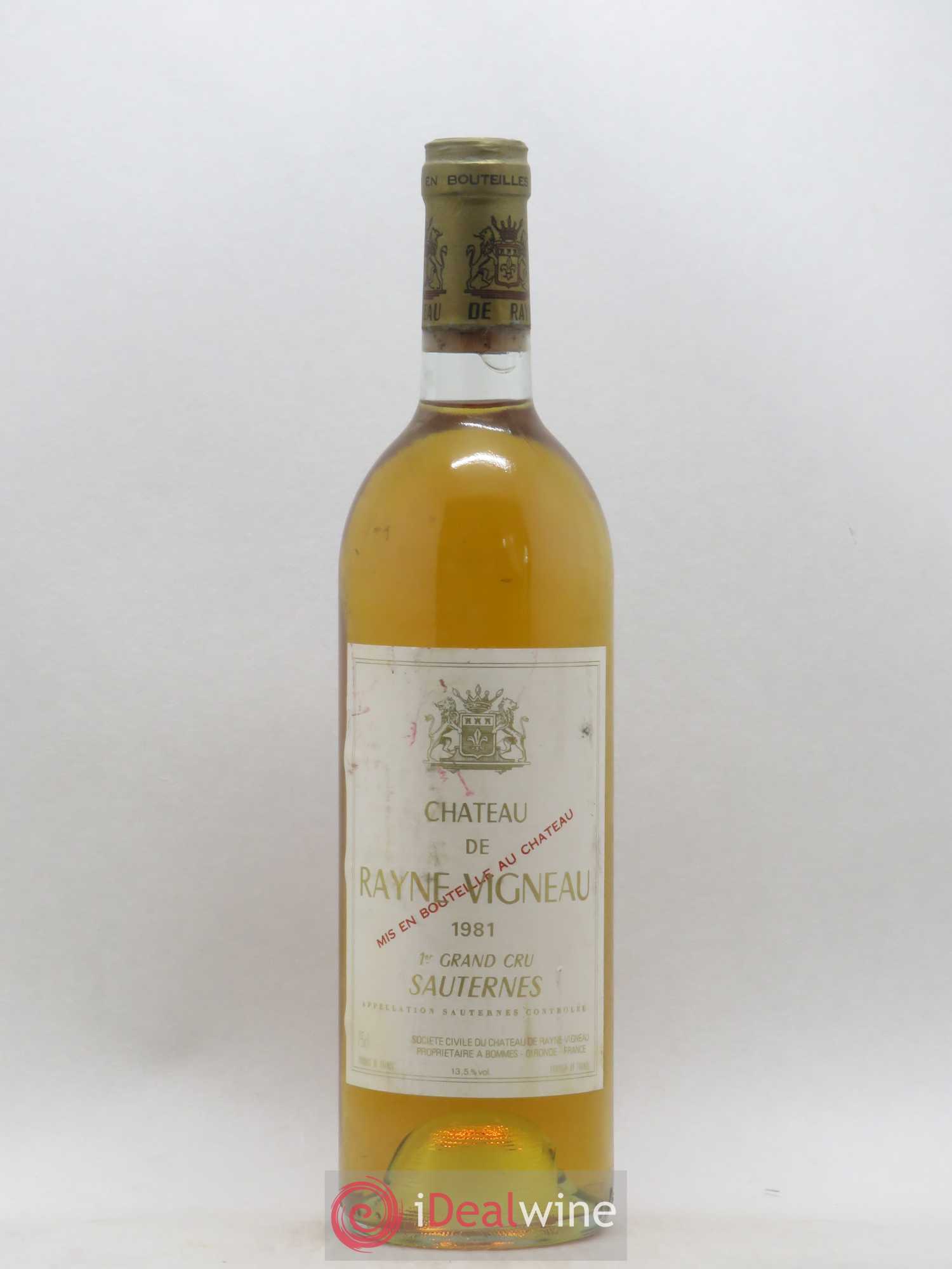 Château de Rayne Vigneau 1er Grand Cru Classé 1981 - Lotto di 1 bottiglia - 0