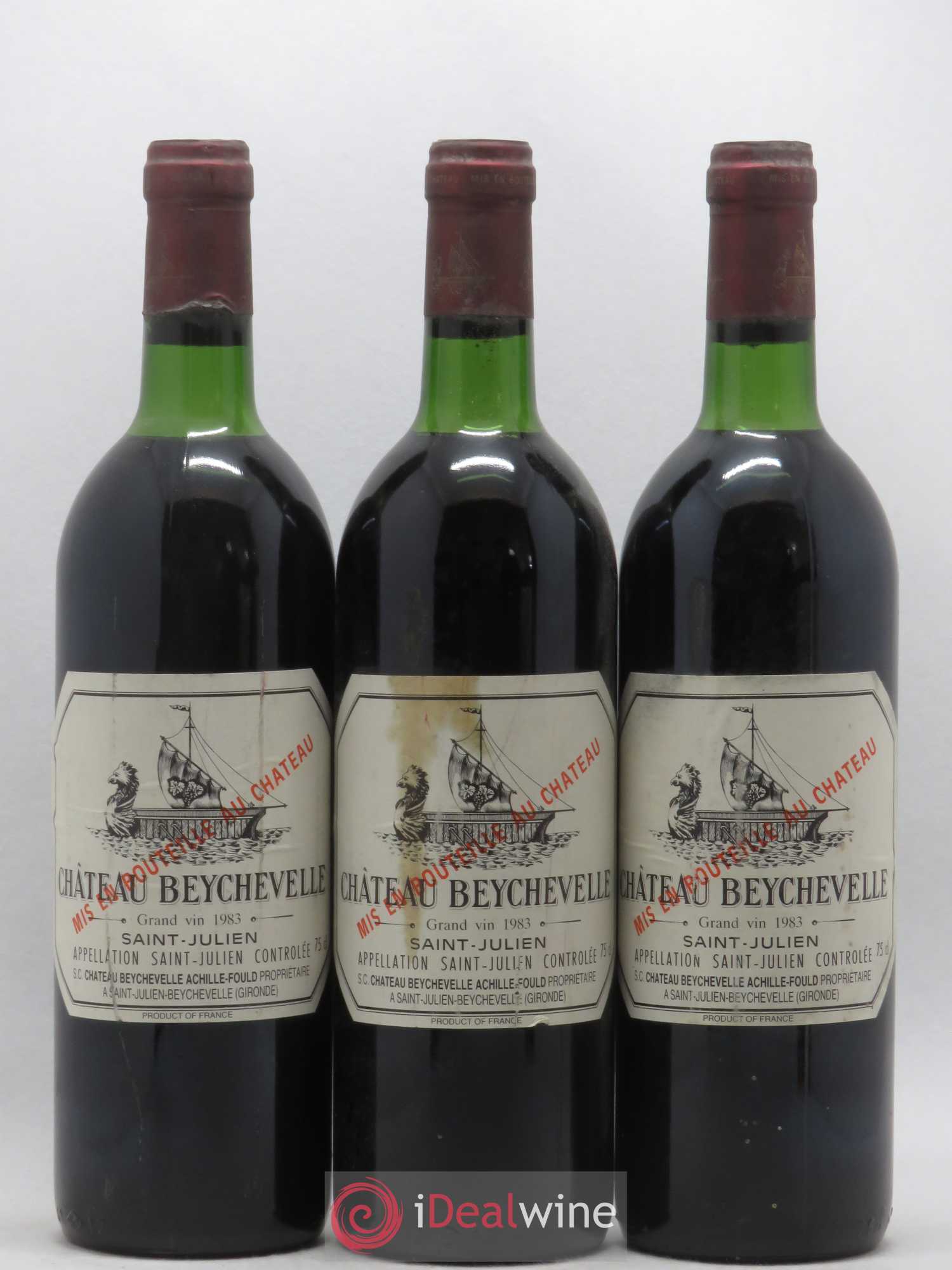 Château Beychevelle 4ème Grand Cru Classé 1983 - Lot de 3 bouteilles - 0