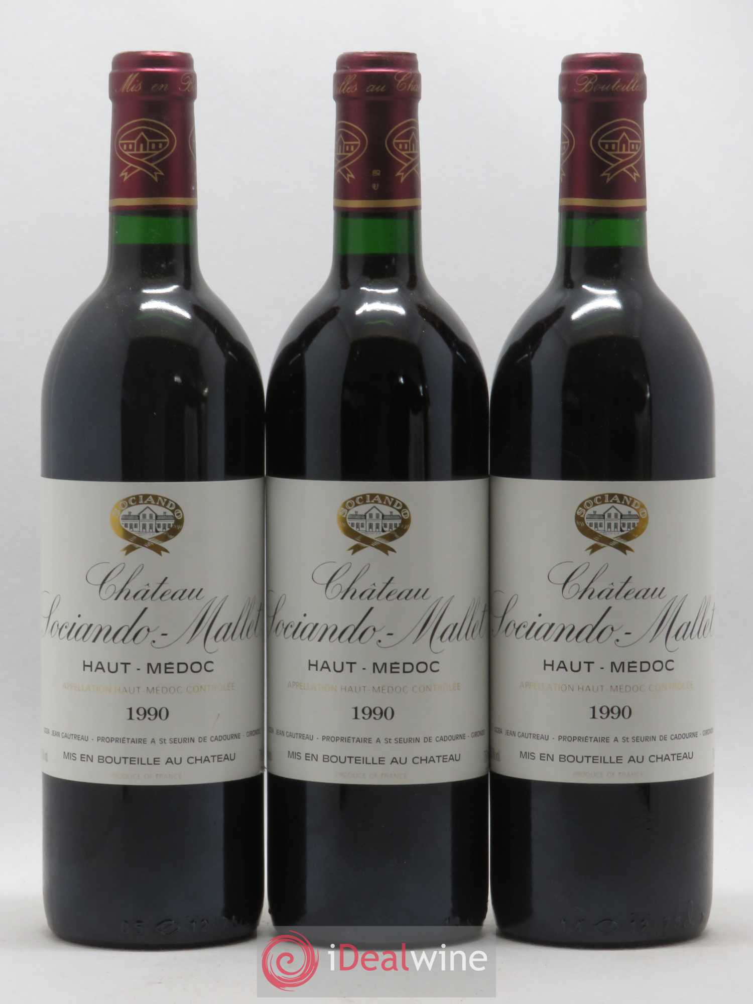 Château Sociando Mallet 1990 - Lot de 12 bouteilles - 1