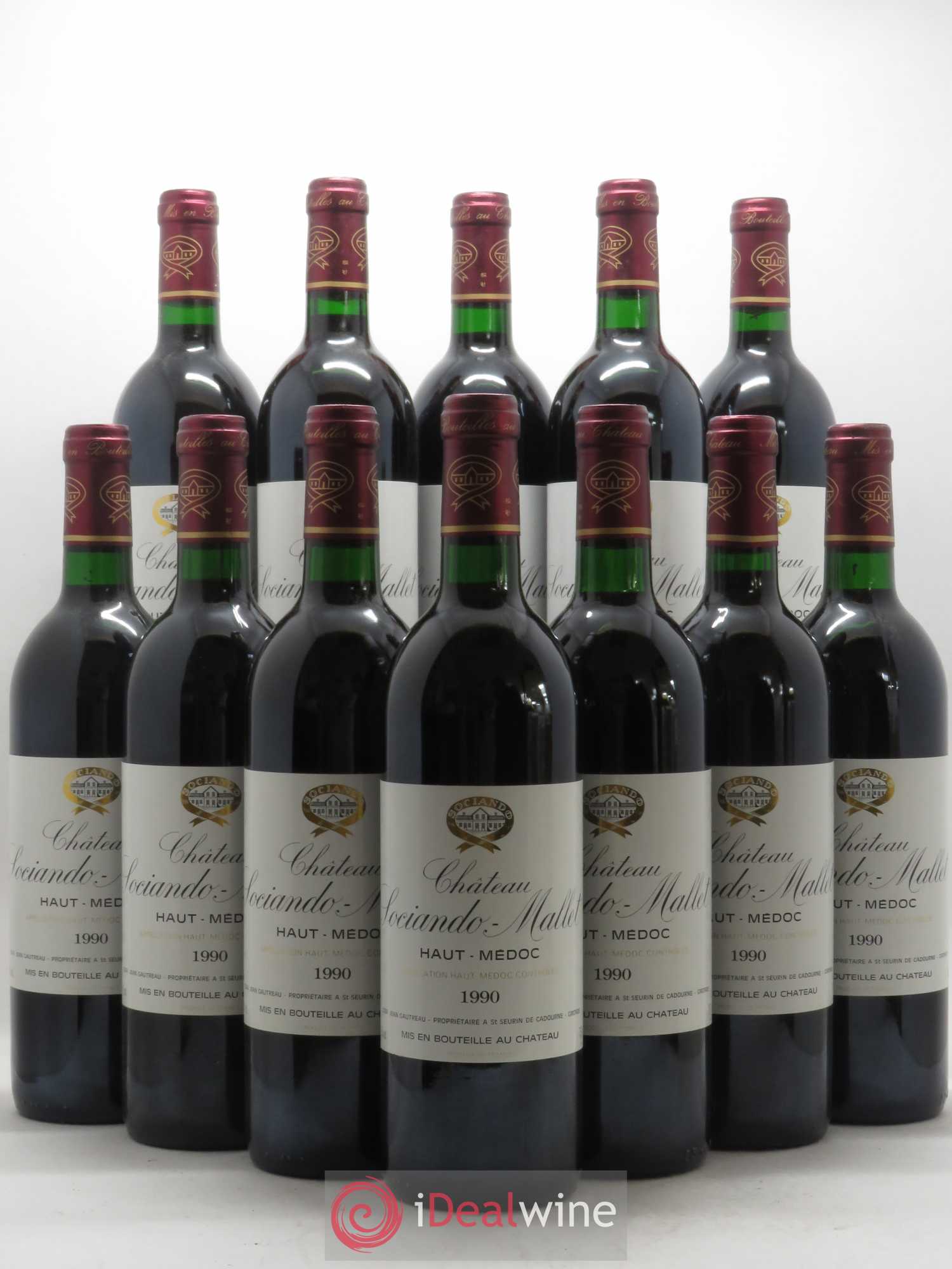 Château Sociando Mallet 1990 - Lot de 12 bouteilles - 0