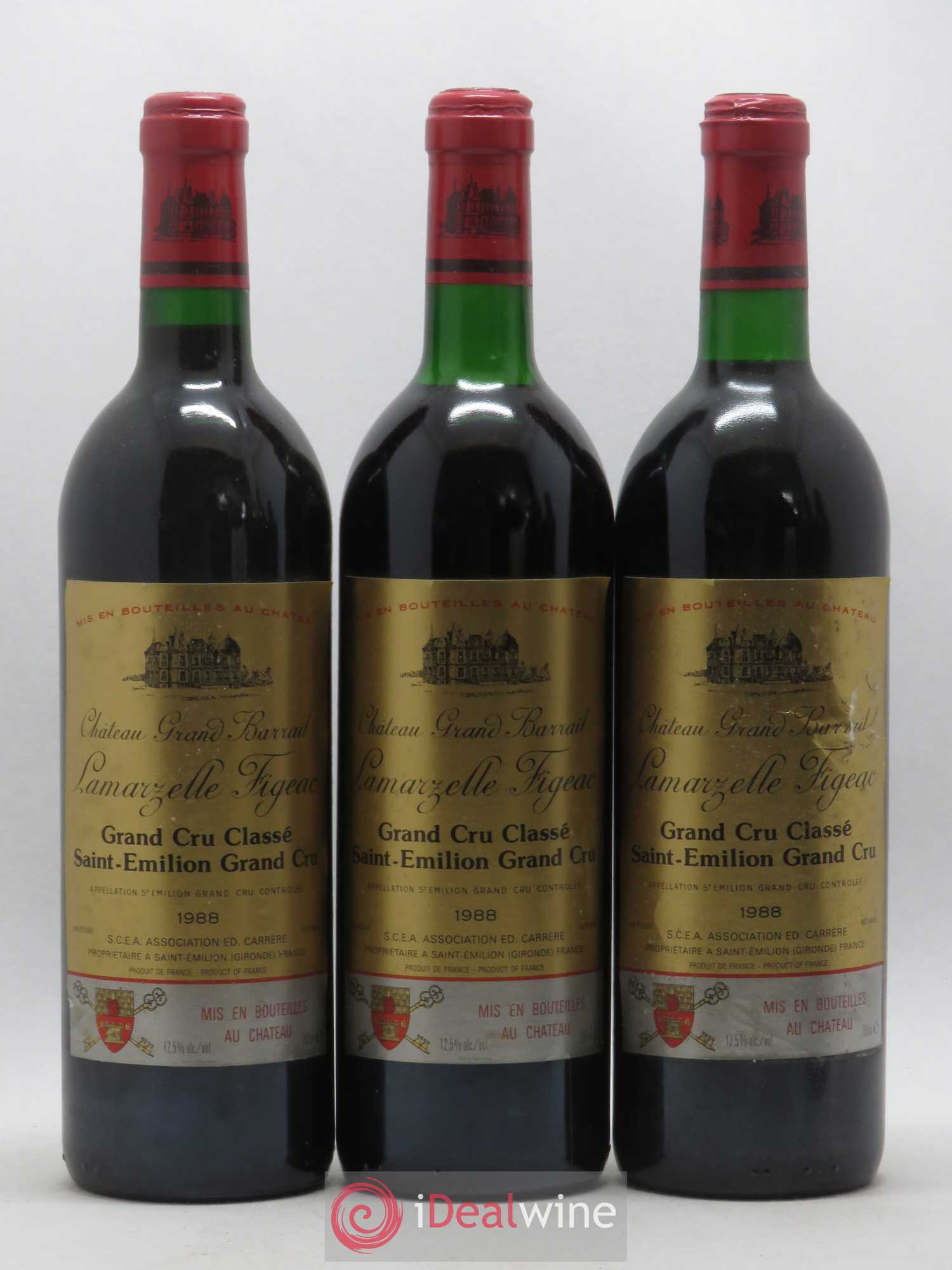 Château Grand Barrail Lamarzelle Figeac Grand Cru Classé 1988 - Lot de 12 bouteilles - 1