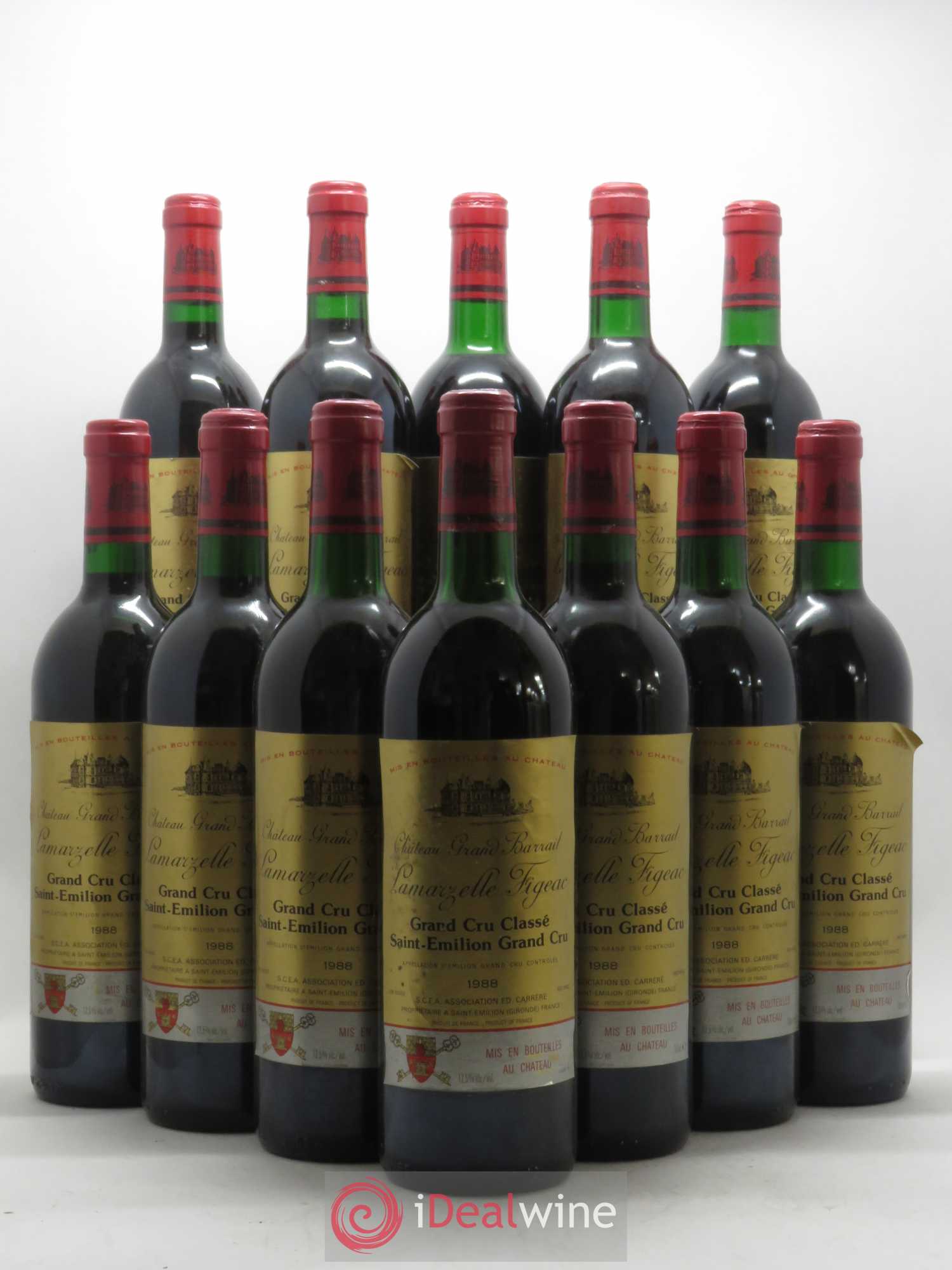 Château Grand Barrail Lamarzelle Figeac Grand Cru Classé 1988 - Lot de 12 bouteilles - 0