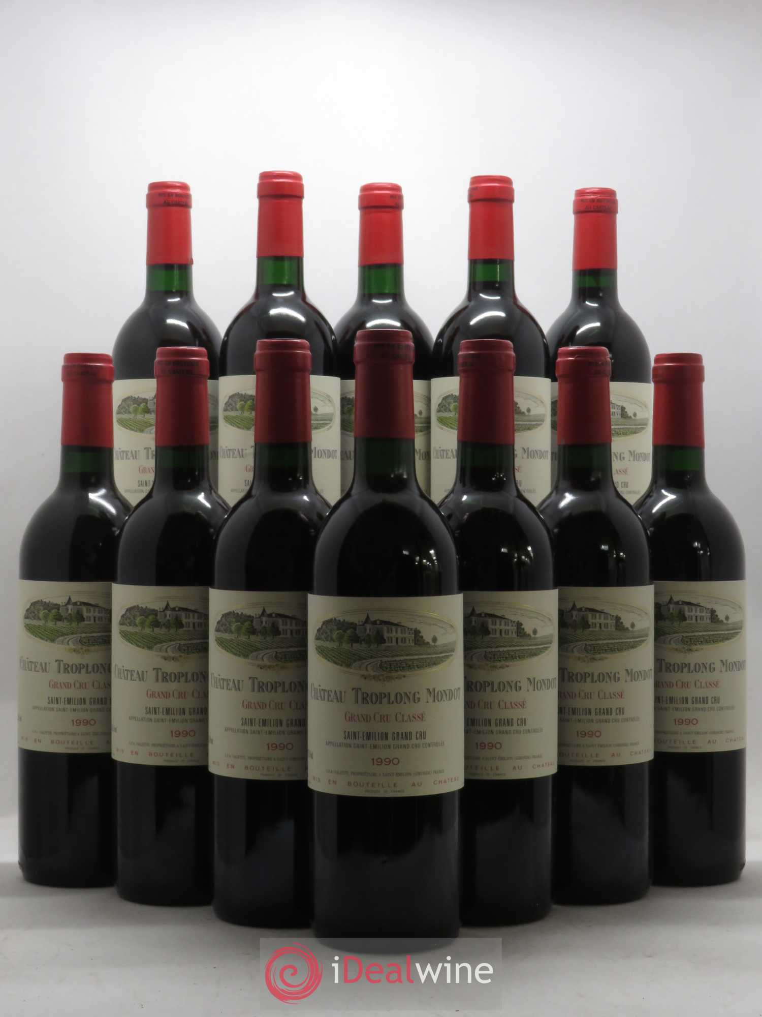 Château Troplong Mondot 1er Grand Cru Classé B 1990 - Lot de 12 bouteilles - 0