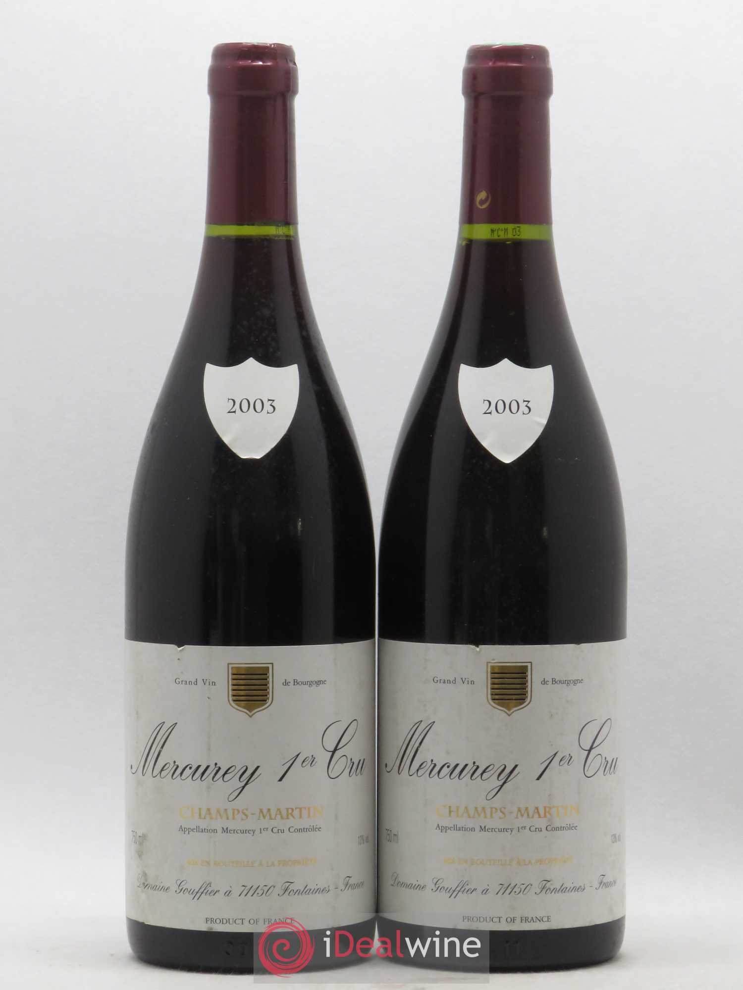 Mercurey 1er Cru Champs Martin Domaine Gouffier 2003 - Posten von 2 Flaschen - 0