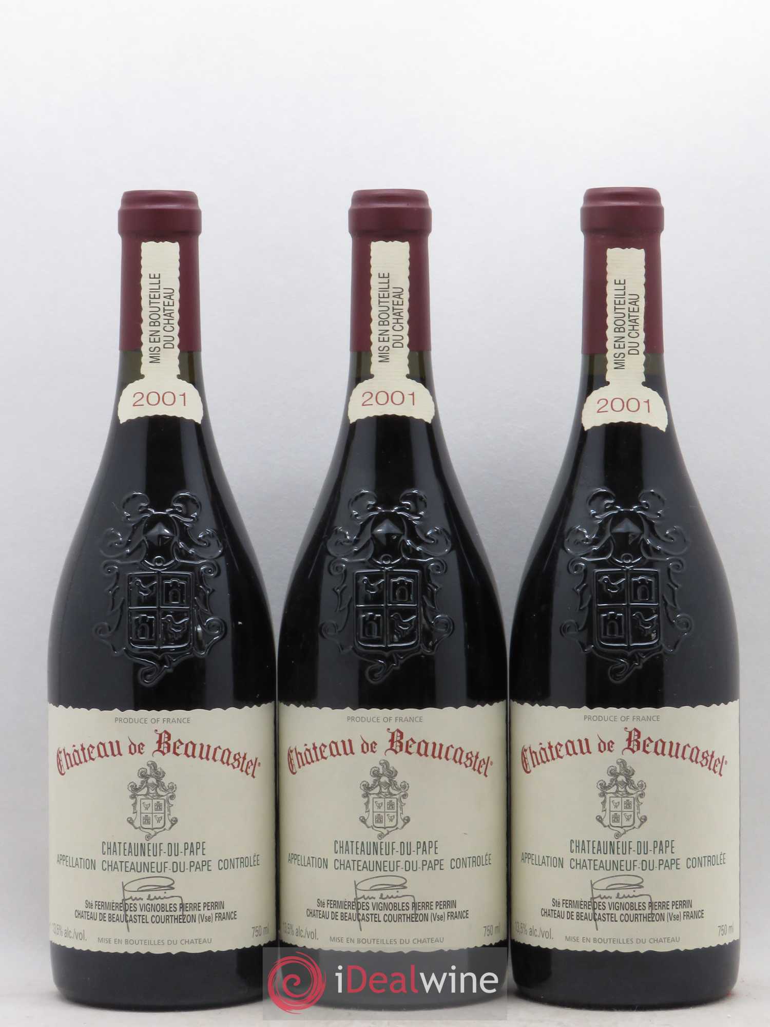 Châteauneuf-du-Pape Château de Beaucastel Famille Perrin 2001 - Lot de 3 bouteilles - 0